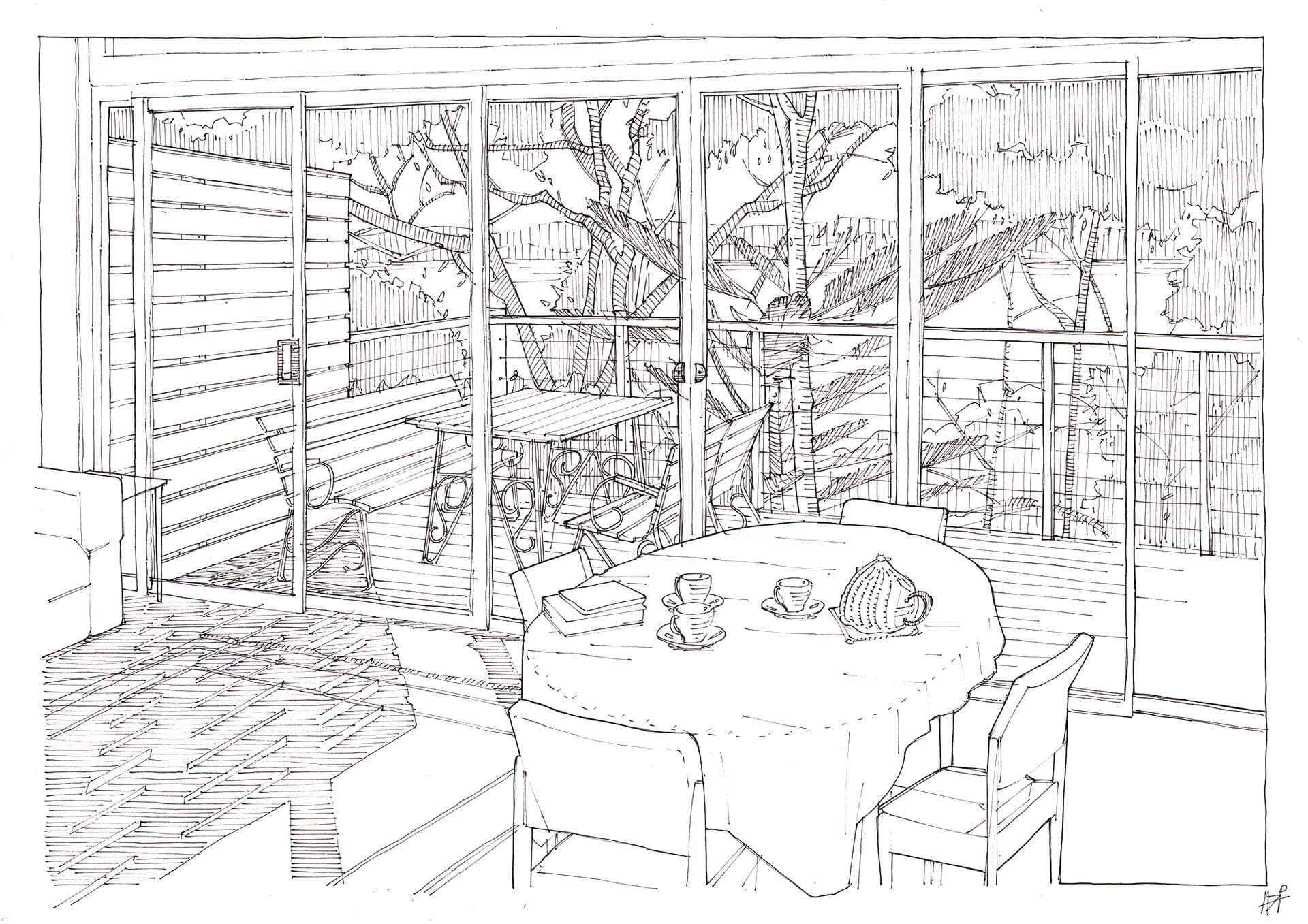 Lakehouse interior (42x29,7 cm)