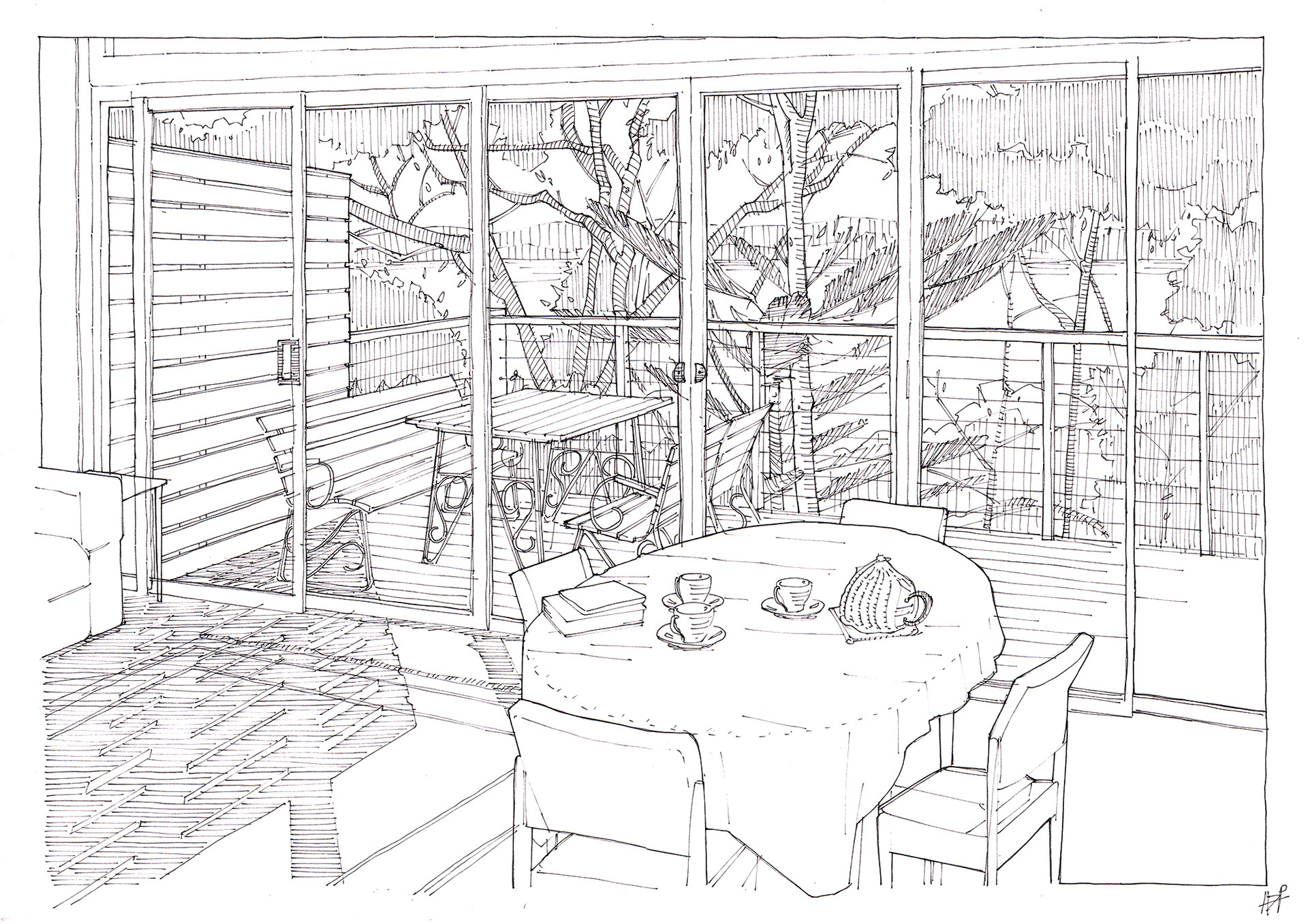 Lakehouse interior (42x29,7 cm)