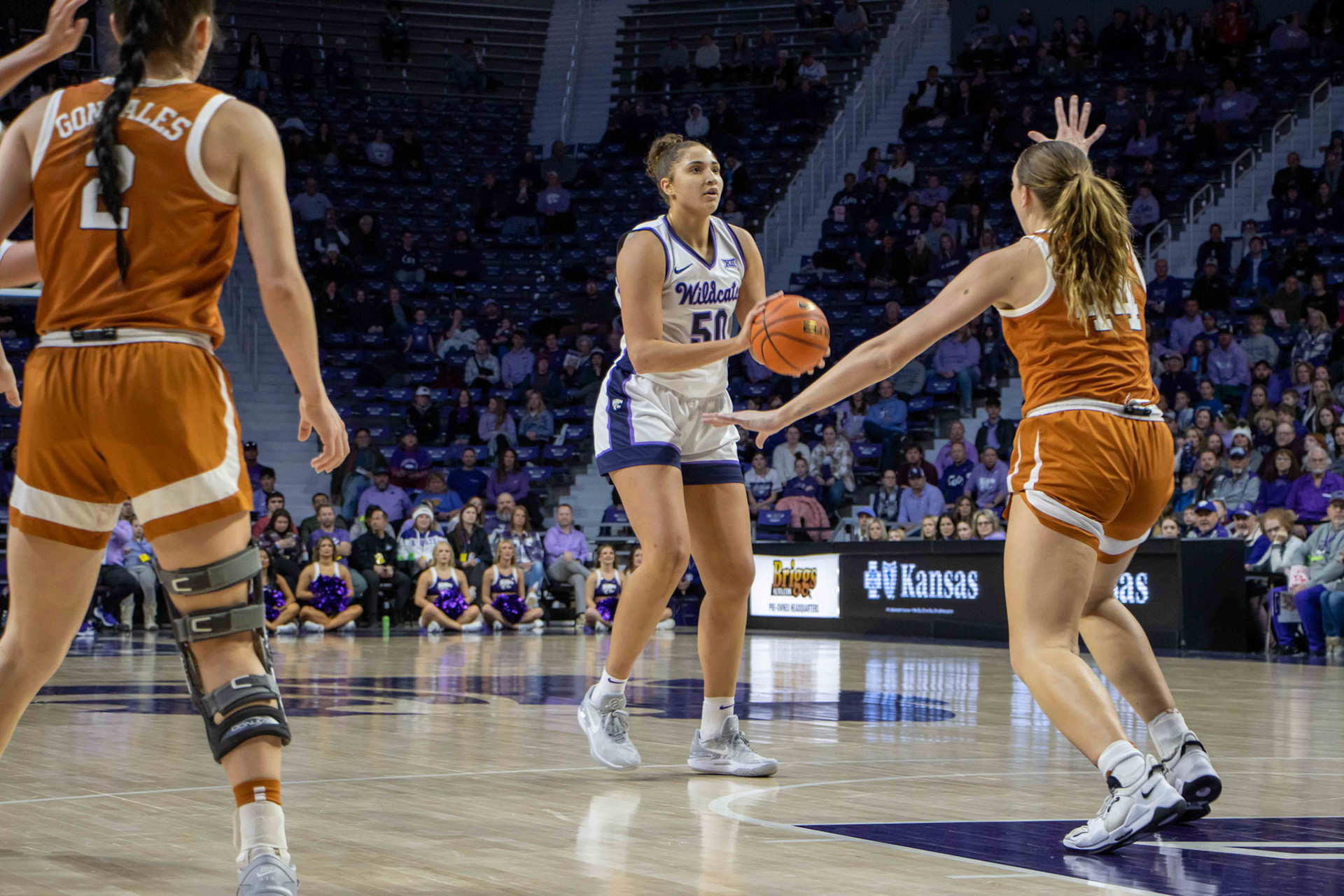 Center Ayoka Lee gives the bucket a look in the Texas game on Jan. 13, 2024. Lee ended the afternoon as the Wildcats' leading scorer with 21.