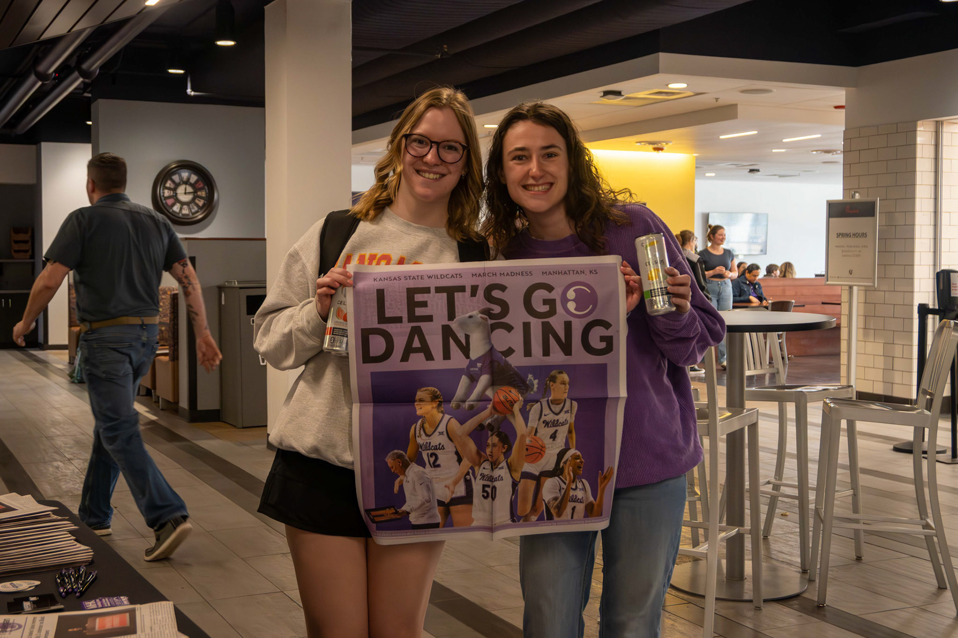 Kelsey Chellberg (left), the creator of the March Madness 2024 poster.