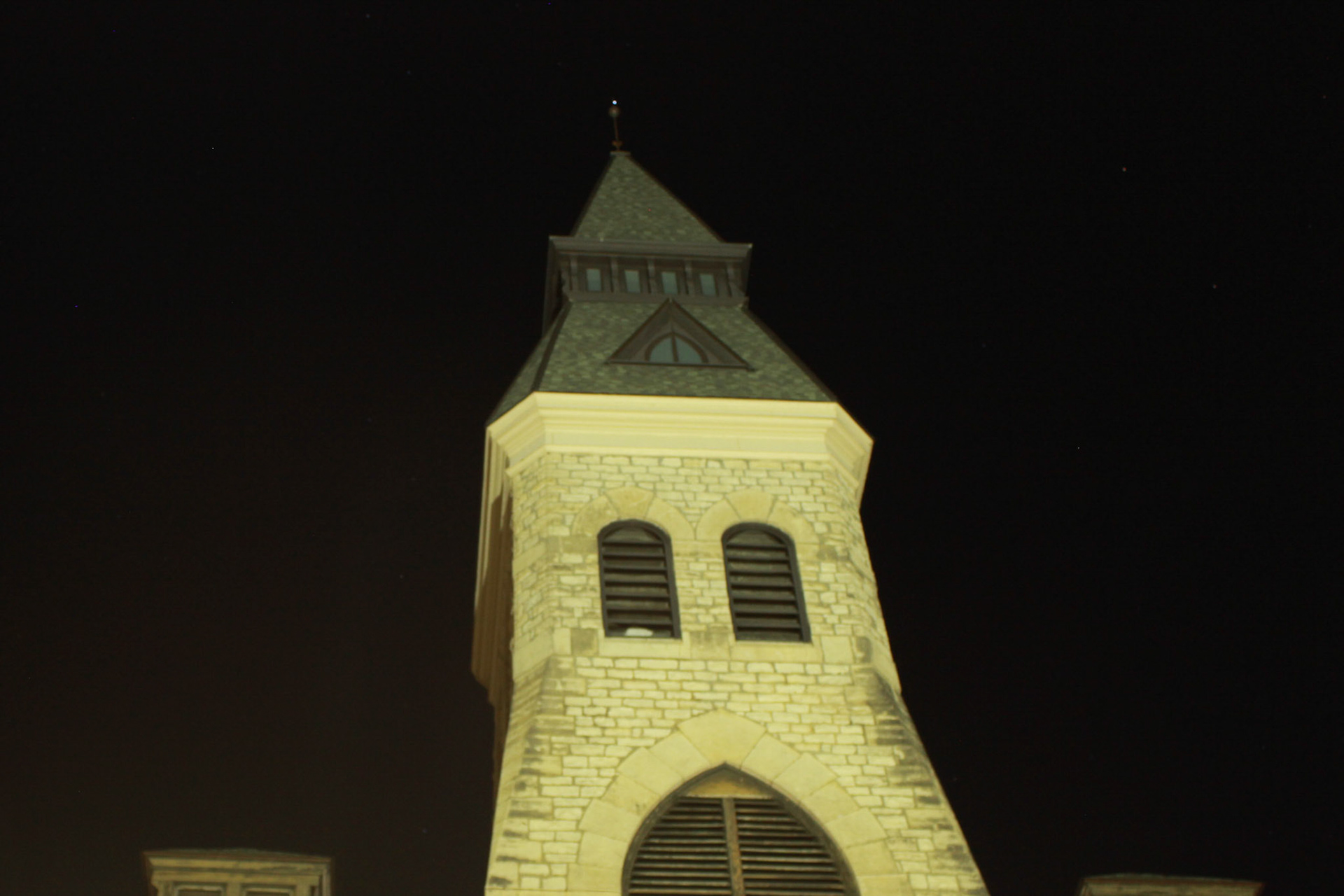 The star Vega at the tip of Anderson Hall