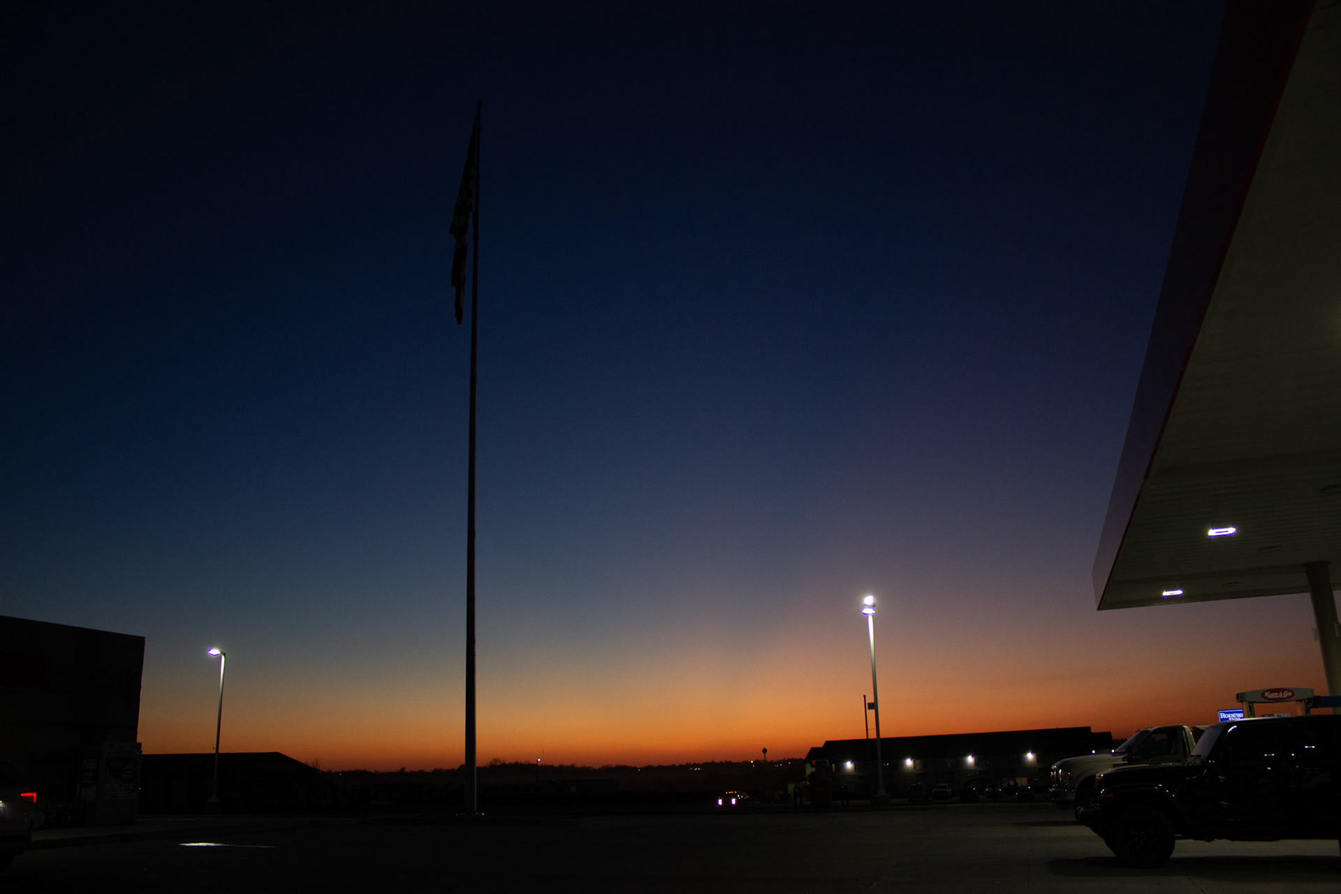 Gas station east of Lamoni, Iowa, on Nov. 10 on the way to a bowling tournament.