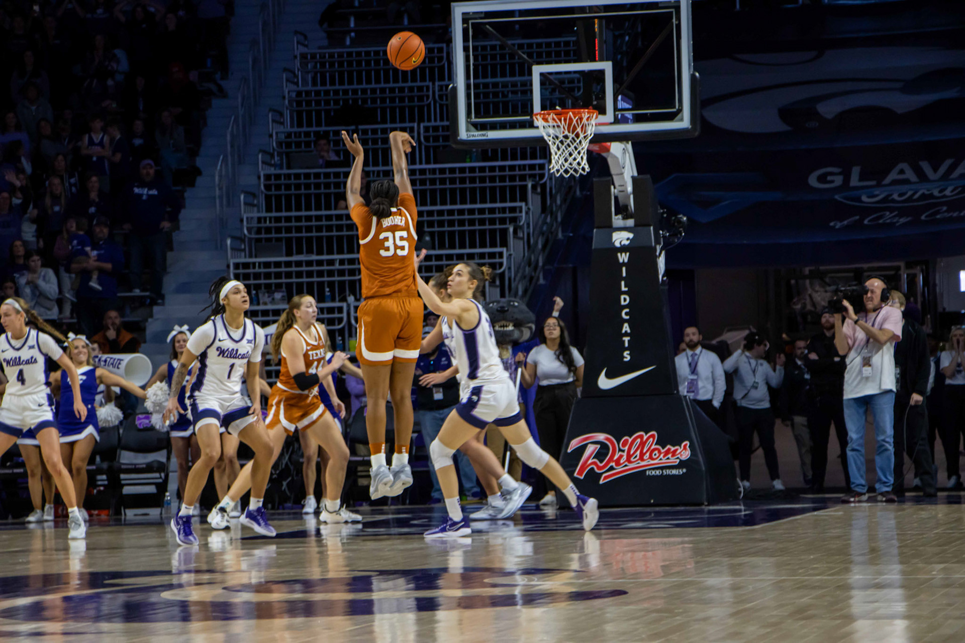 Texas forward Madison Booker makes a jumper at the top of the key to cut K-State's lead down to three. It would prove fruitless as K-State closed the game 61-58.