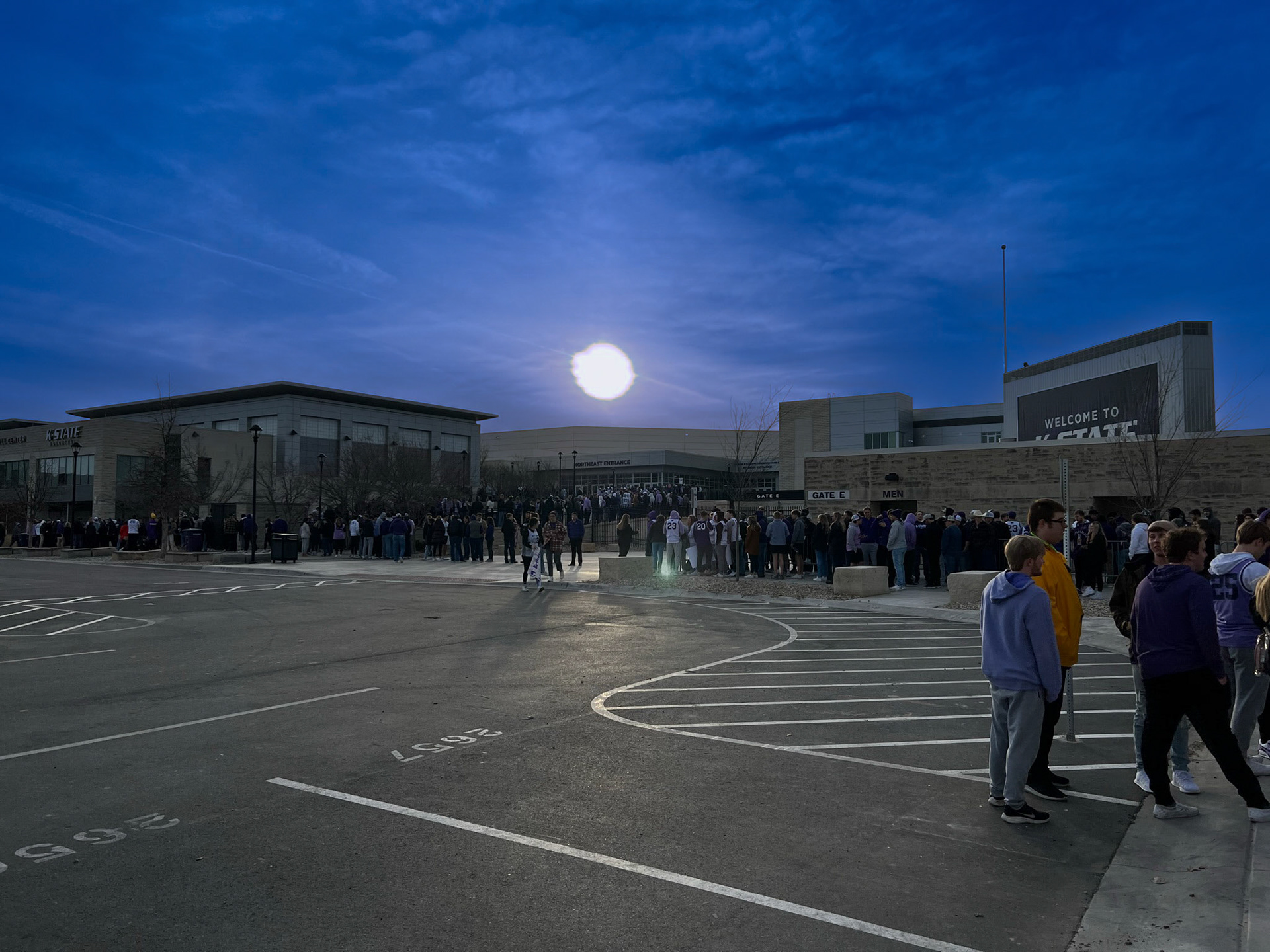 The crowd outside Bramlage Coliseum for the Sunflower Showdown wrapped around the new athletic training facility. (Jan. 17)