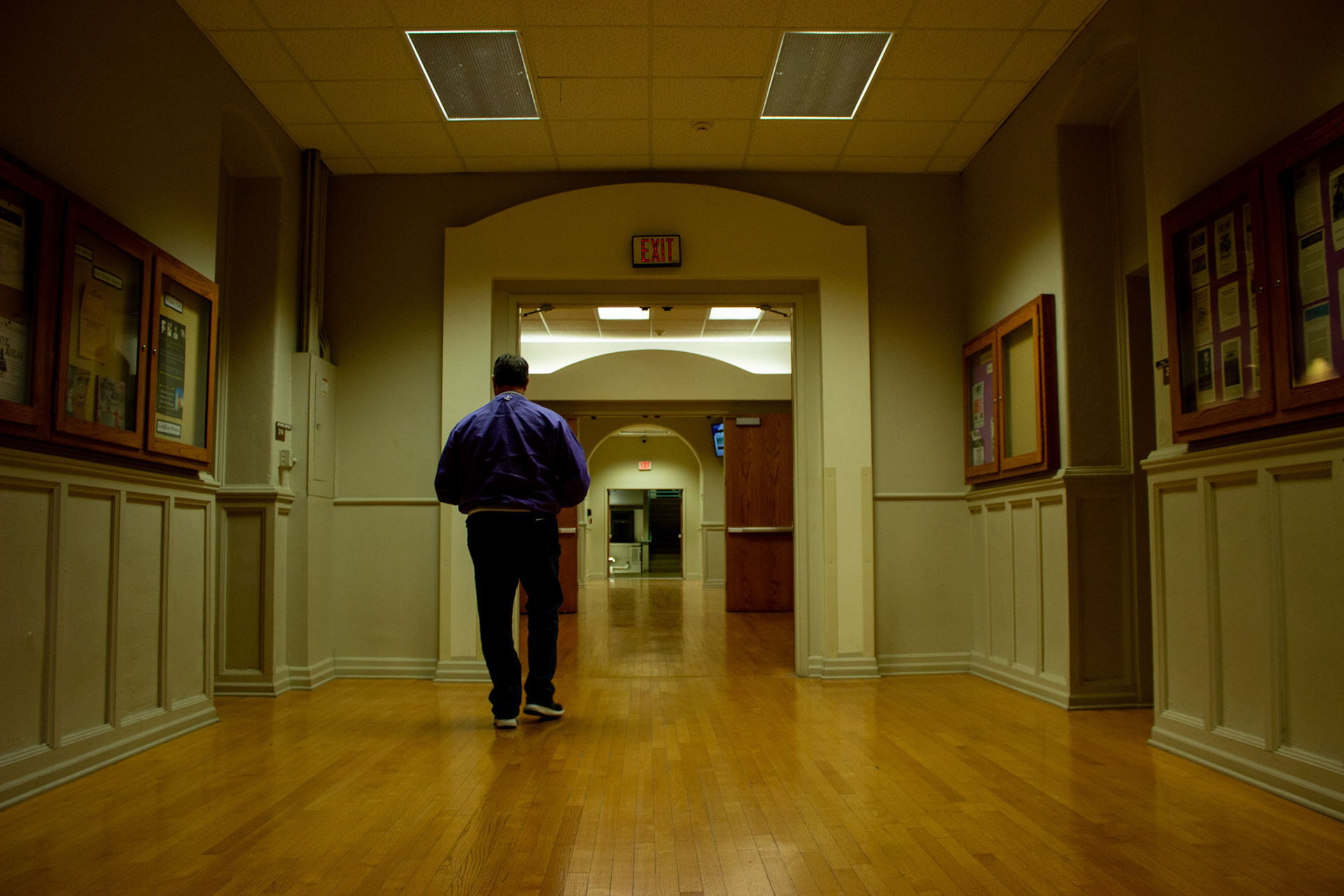 Troy roams the hall of Calvin Hall. He was looking for classrooms he may have remembered.
