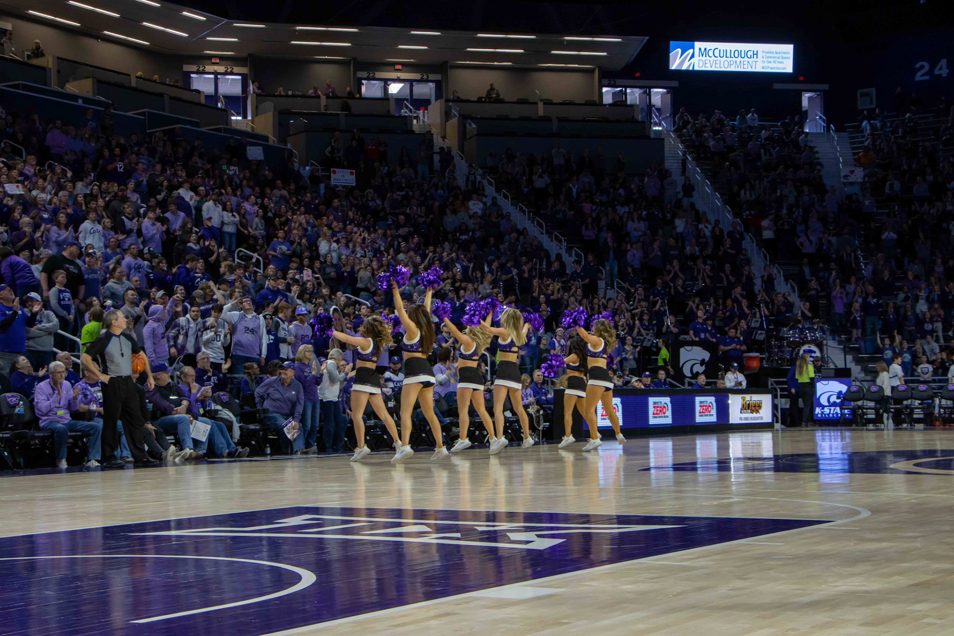 The Classy Cats hype the crowd up heading into the fourth quarter. Guard Zyanna Walker's buzzer-beater 3 gave K-State the lead going into the fourth 46-45.