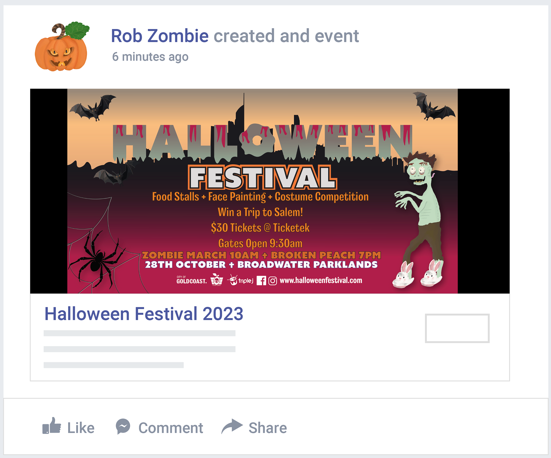 Facebook event mock up