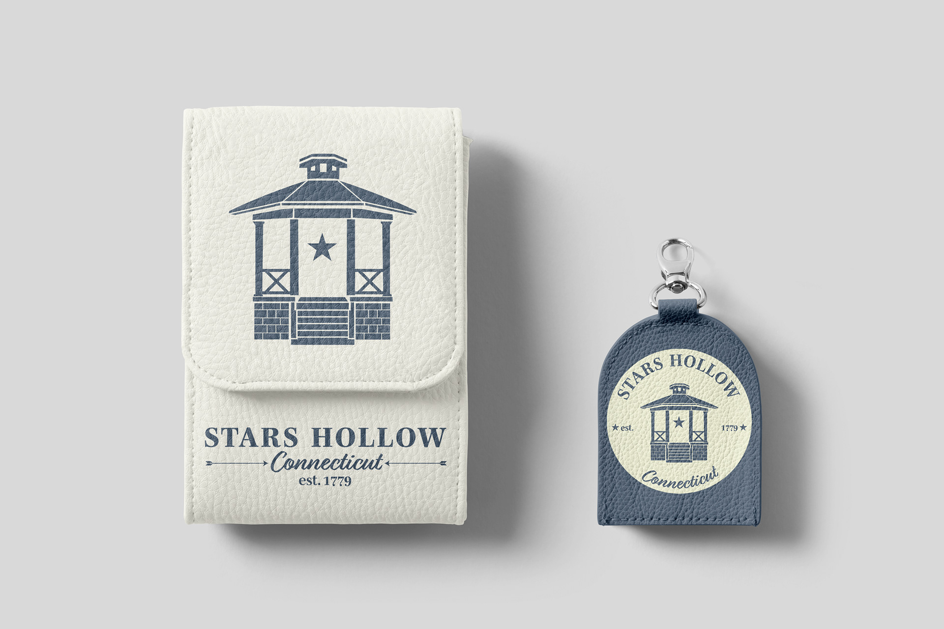 Leather pouch with key ring