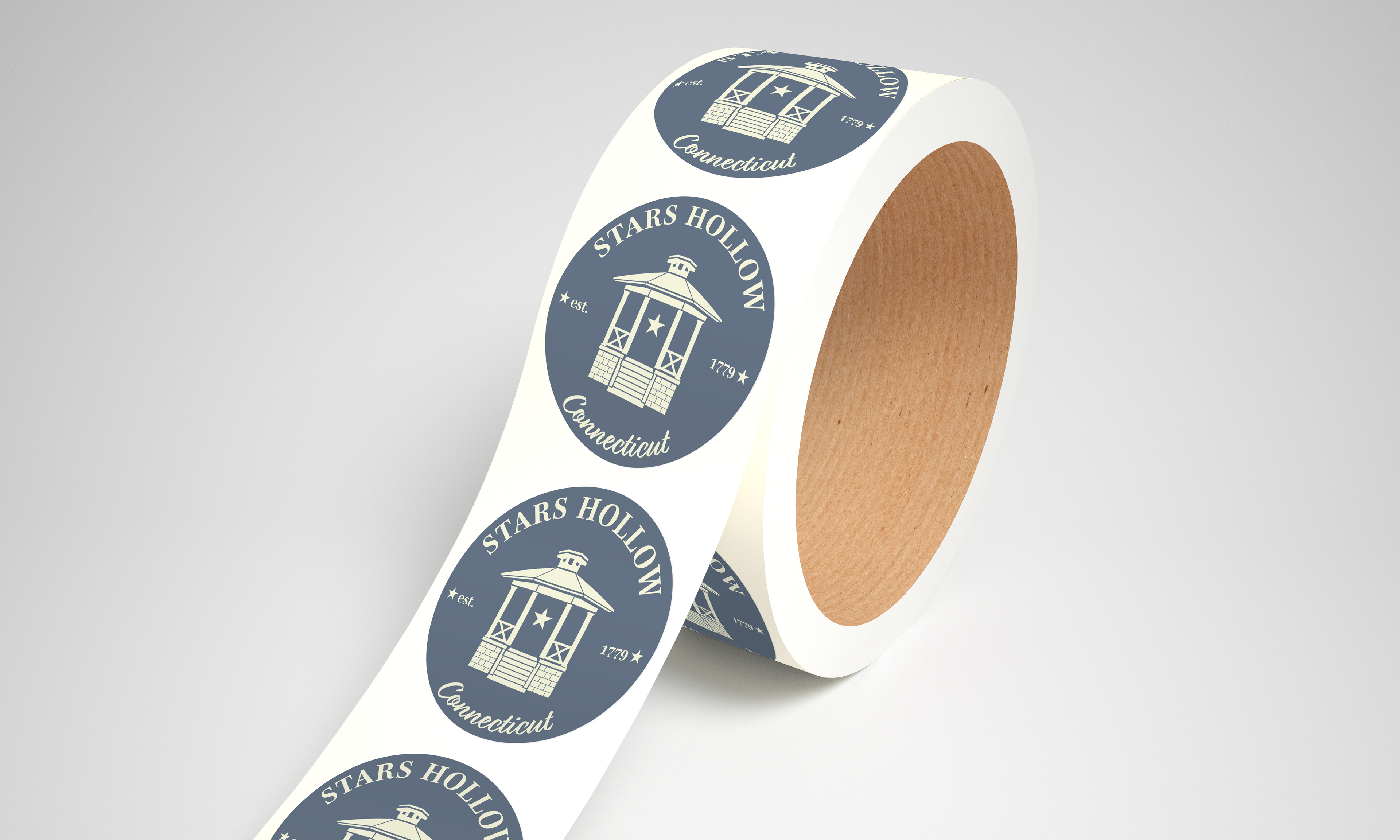 Roll of stickers featuring Secondary logo