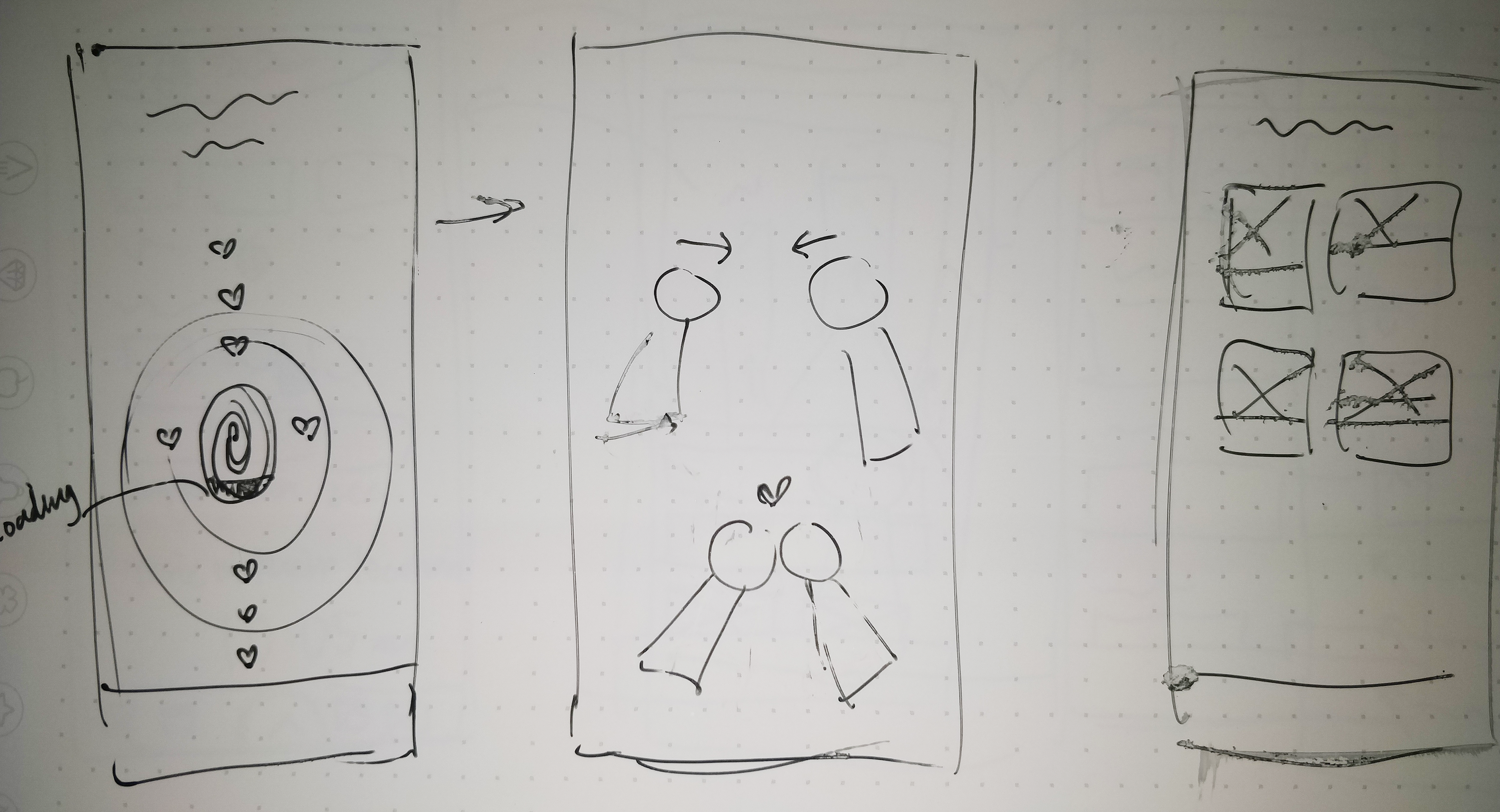 From left to right: Thumb kiss (1st and 2nd screen), Calendar screen