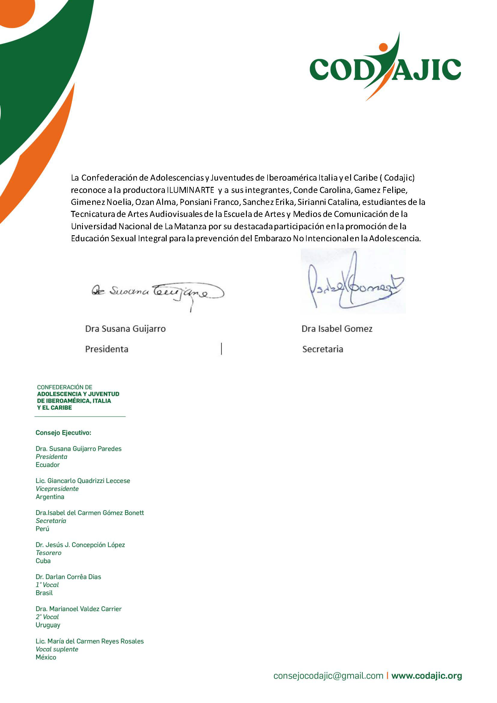 Reconocimiento de Codajic