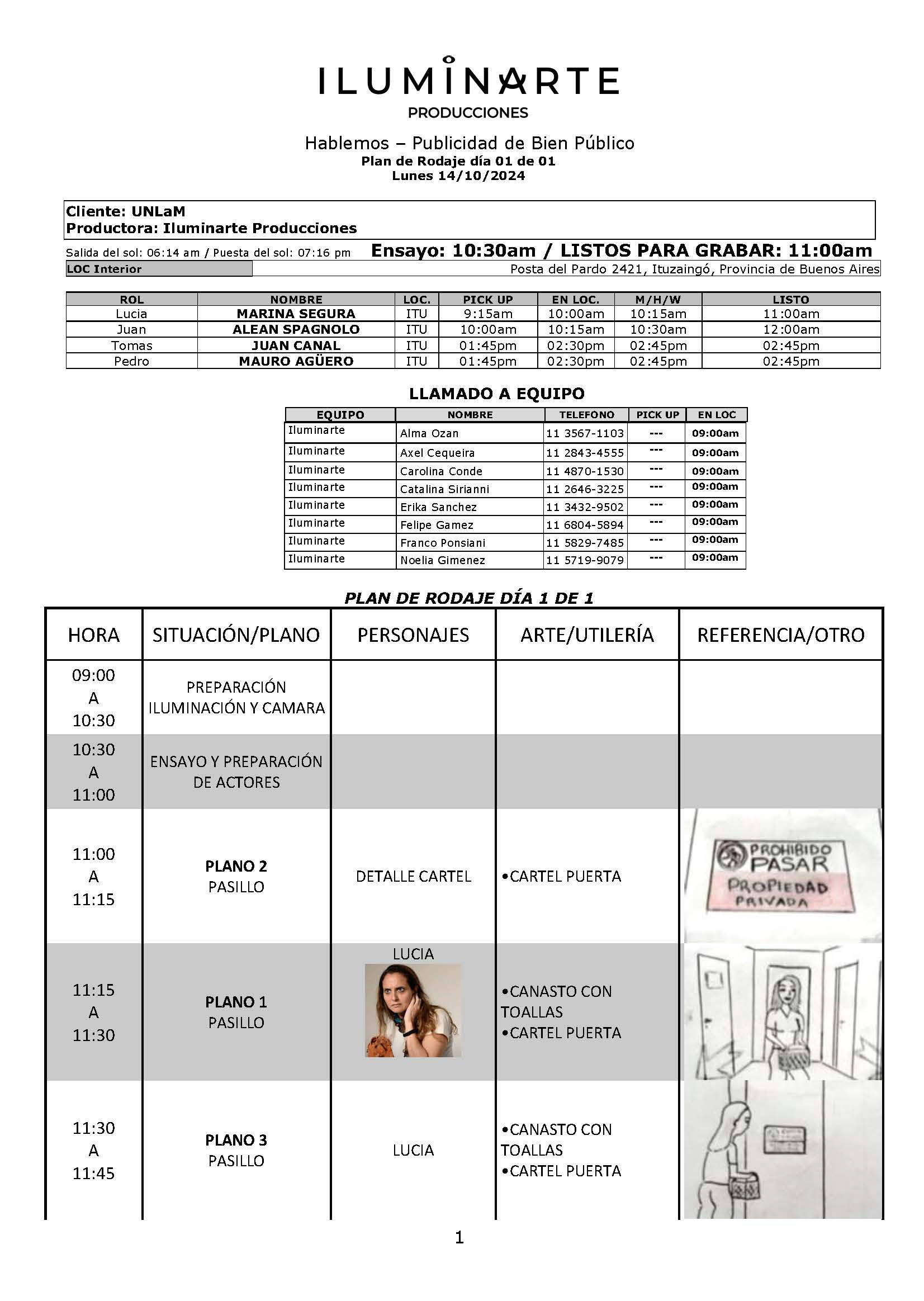Plan de Rodaje