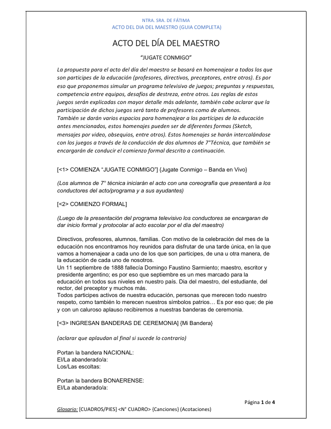 Presentación del Acto a Directivos