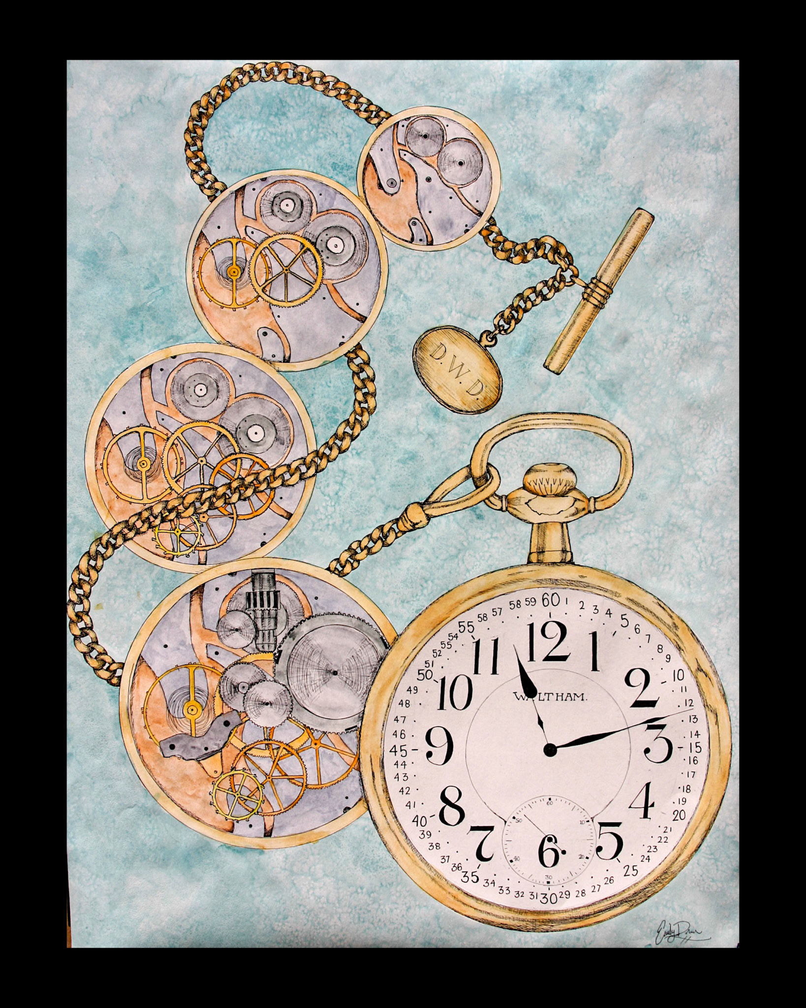 Like Clockwork. 2018. Watercolor Ink.