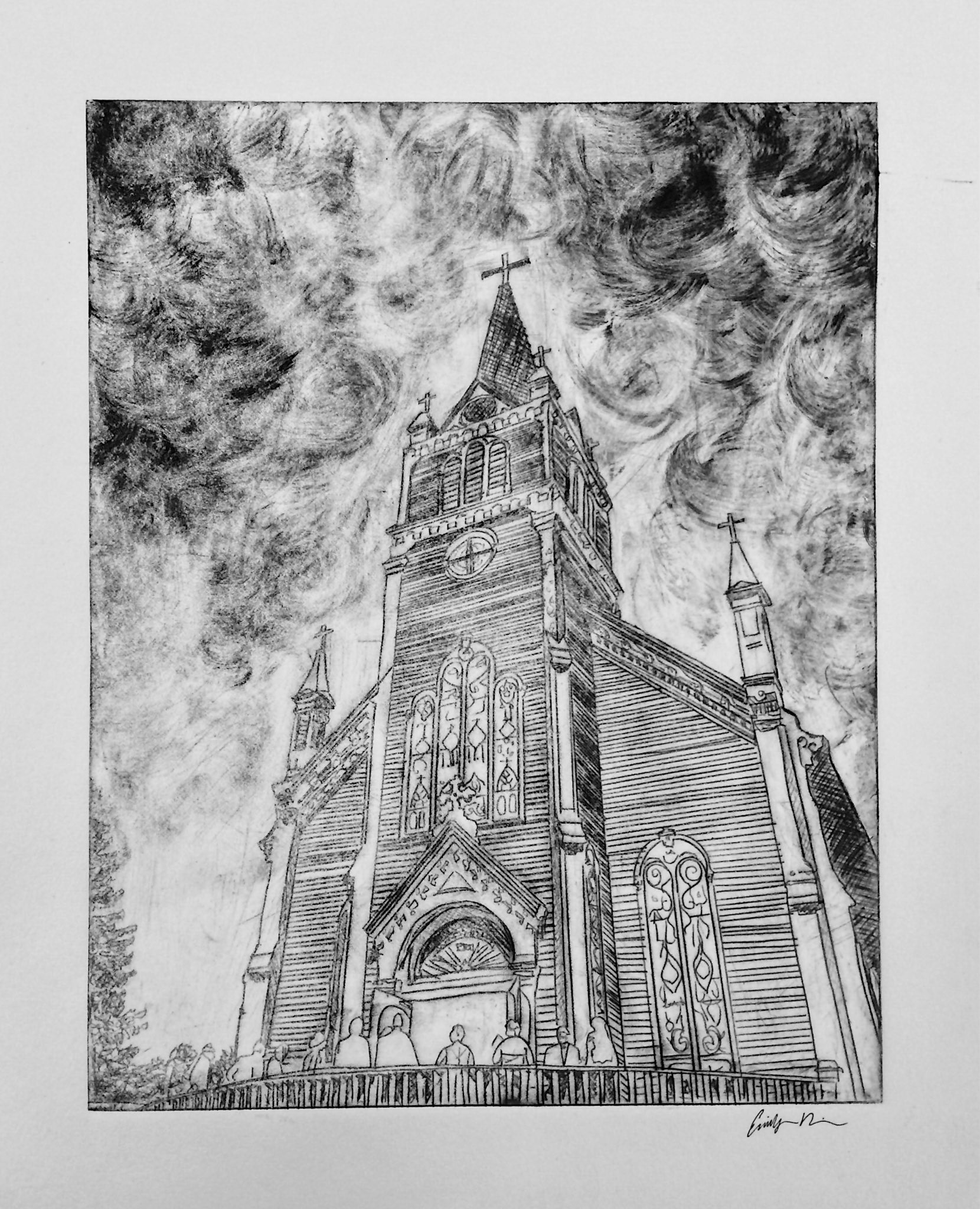 St. Anne's Church. 2019. Intaglio print.