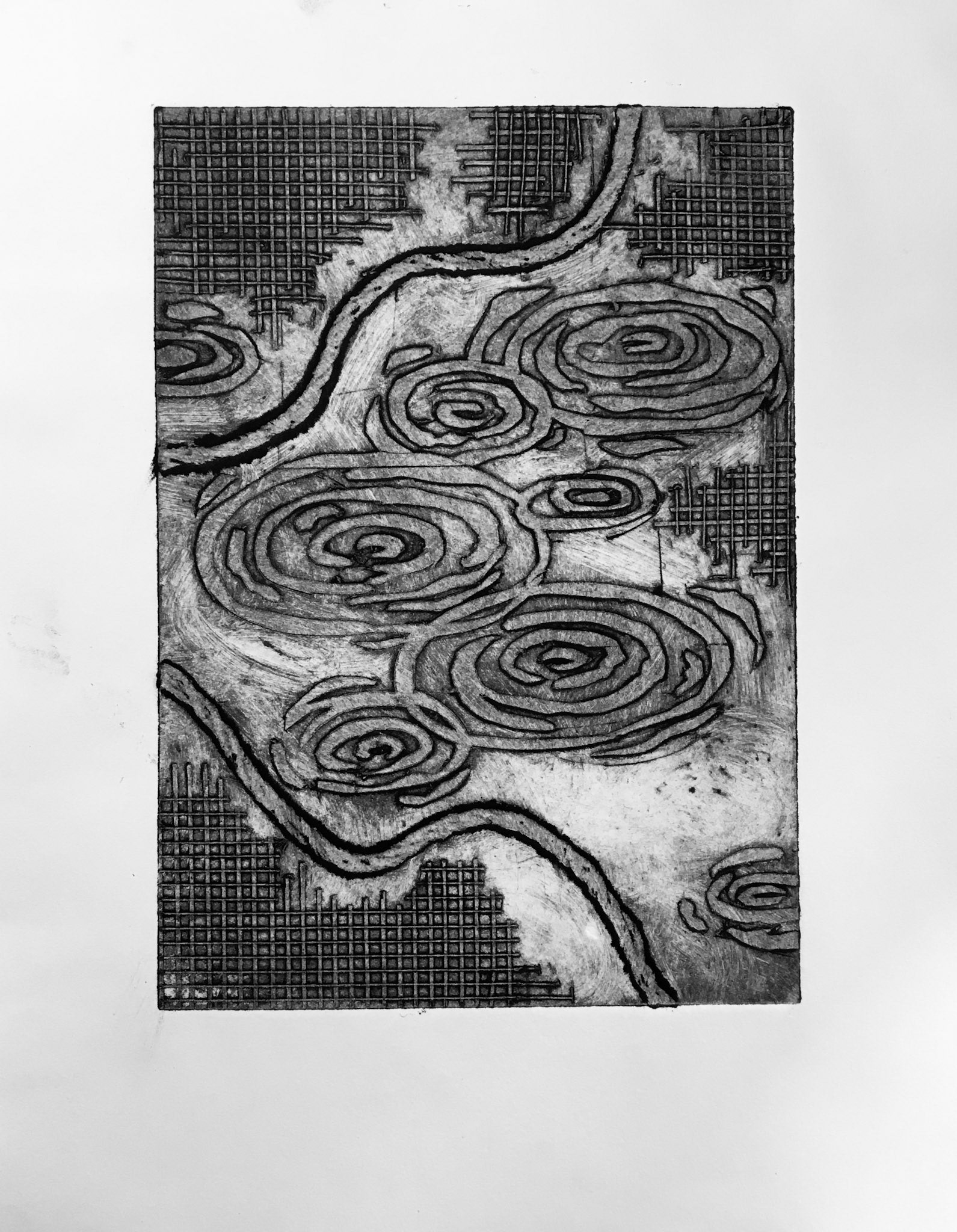 Daydreams (2/3). 2020. Collagraph print.