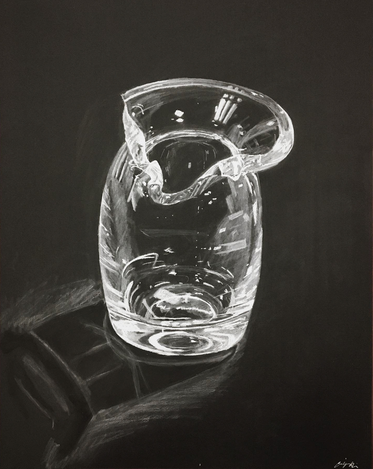 Broken Glass. 2019. White charcoal.