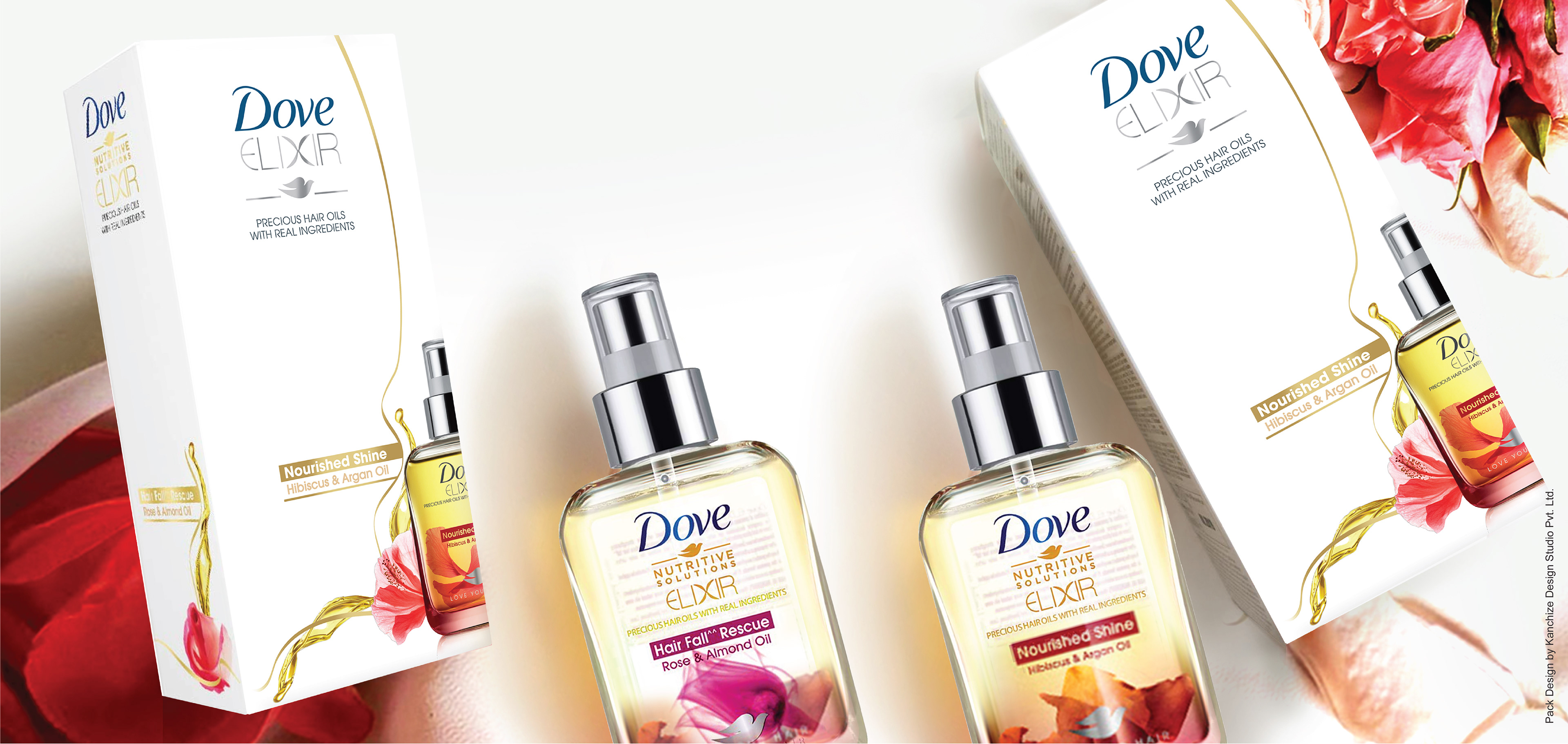 Kanchize Design Studio Pvt. Ltd. - Dove Elixir Hair Oil- Product Packaging  Design