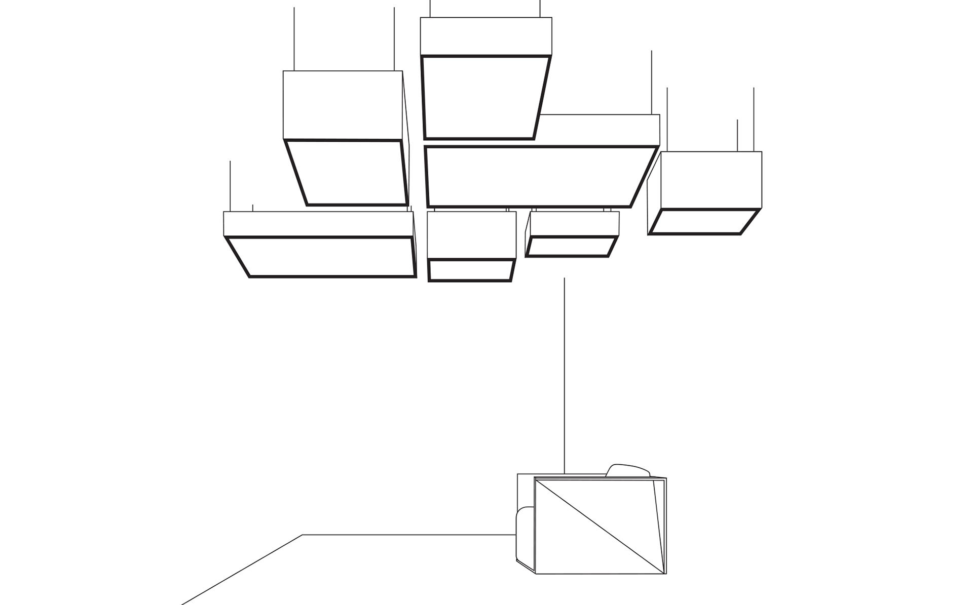 Formally reduced representation of the modular ceiling systems in the OWAconsult® collection by Hadi Teherani