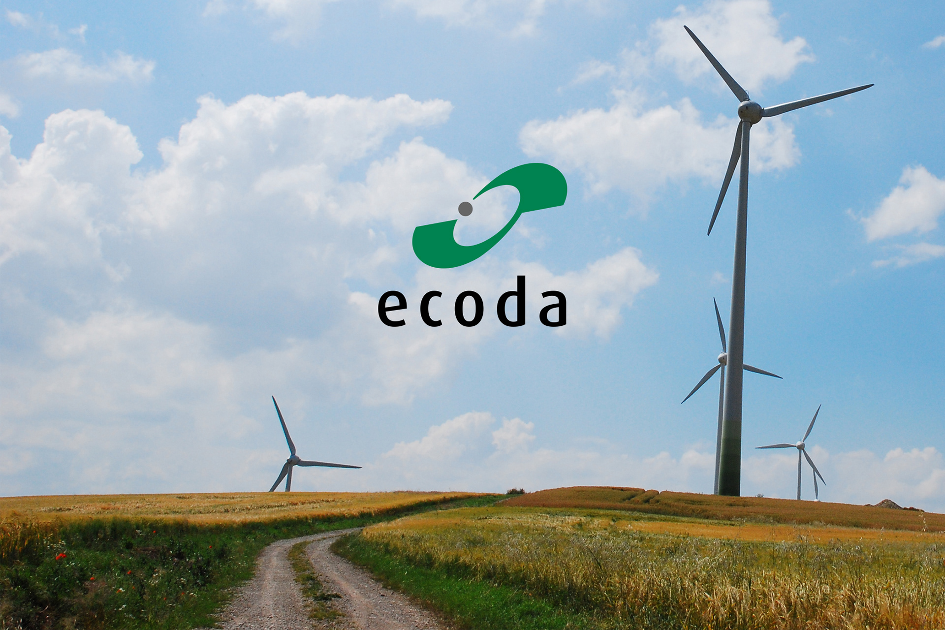 Name development and logo for ‘ecoda’, a company specialising in environmental impact assessments for wind and solar energy projects.