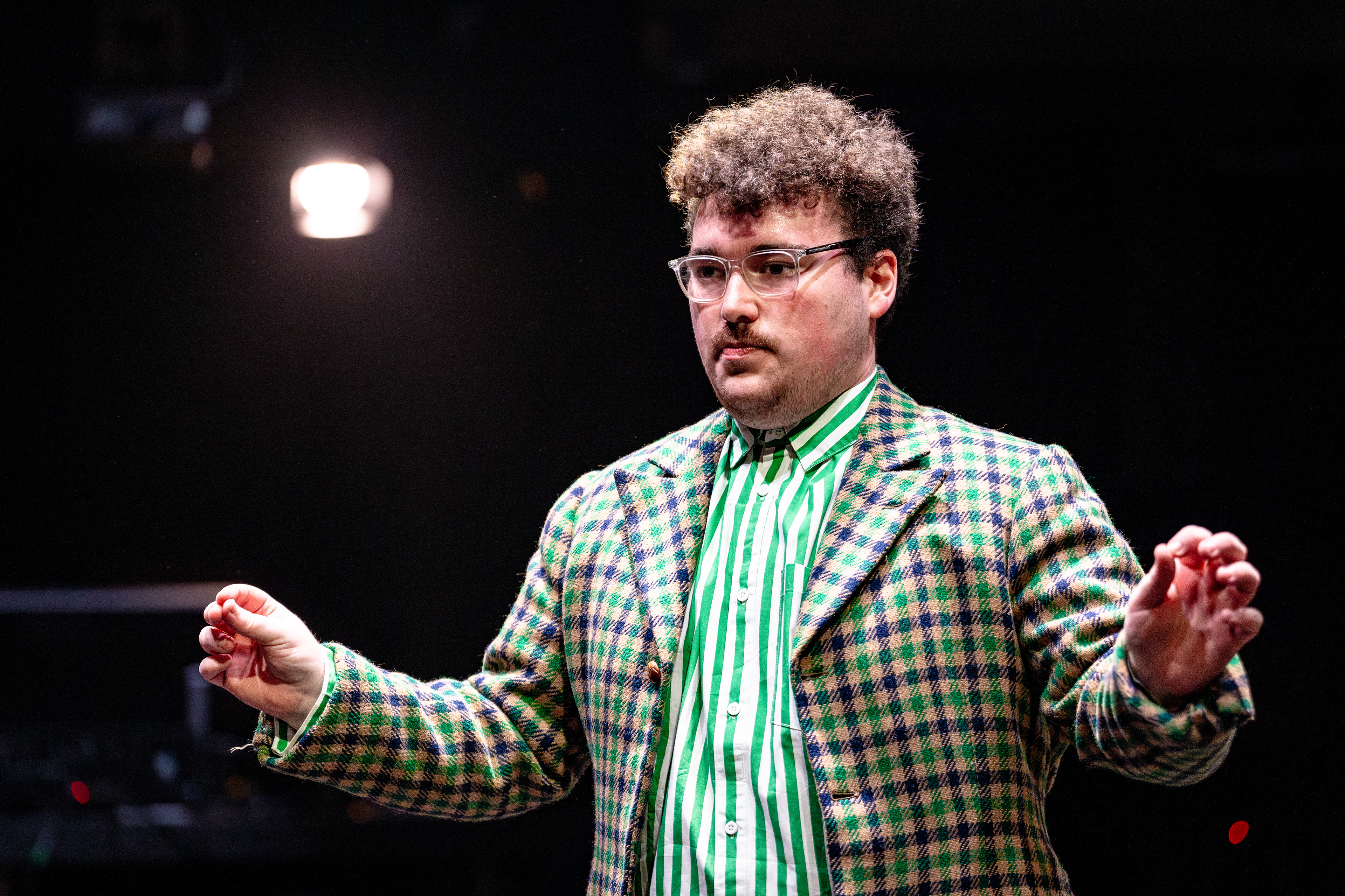 P.S.I (Sit, Shush, Listen) by Haydn Tudor Jones; featuring Haydn Tudor Jones, Jacob Moreton and Vinny Howells. Photos by Steve Gregson. Video design by James Sturdy; Stage Manager, Lily Roake; Lighting Programming by myself. 