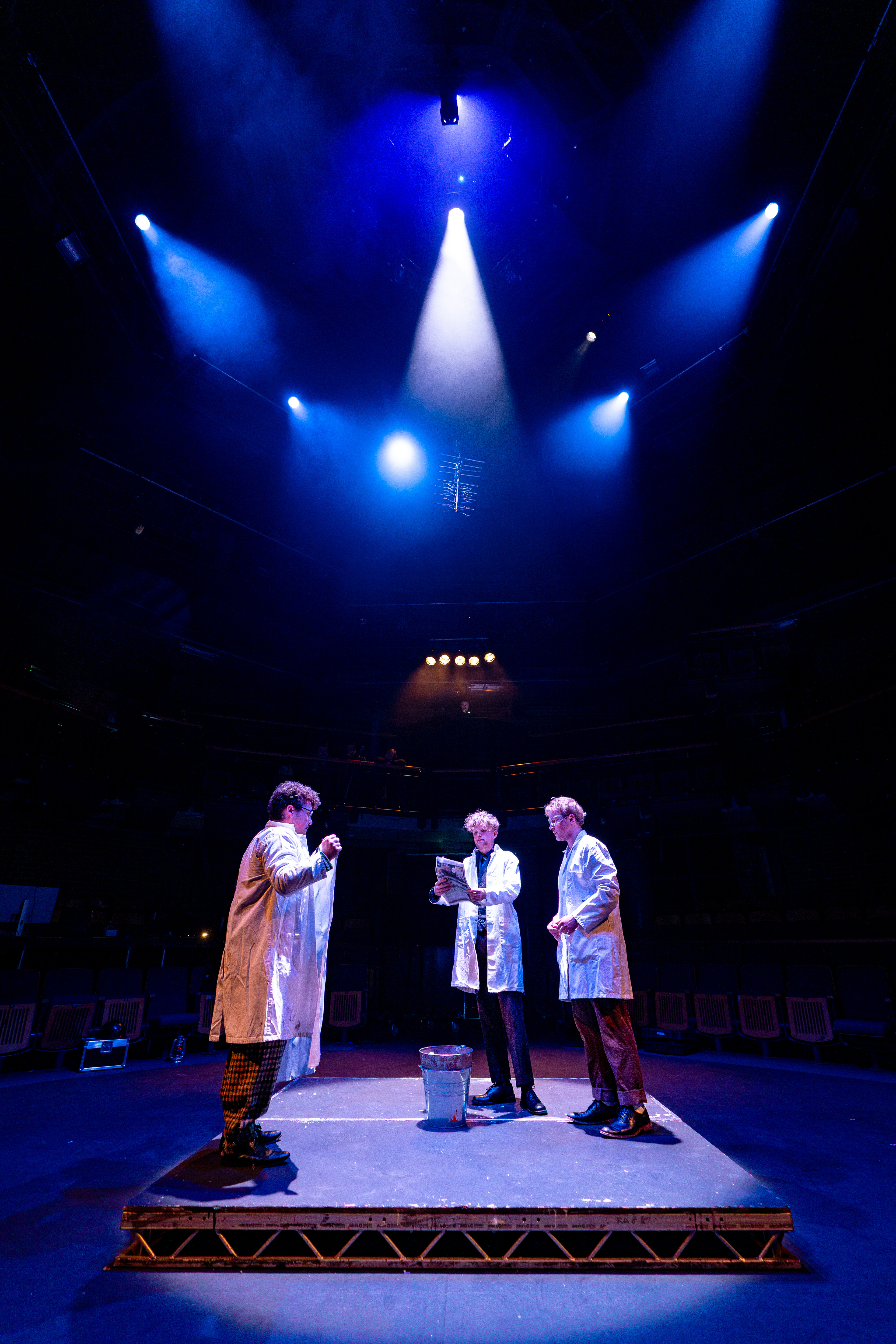 P.S.I (Sit, Shush, Listen) by Haydn Tudor Jones; featuring Haydn Tudor Jones, Jacob Moreton and Vinny Howells. Photos by Steve Gregson. Video design by James Sturdy; Stage Manager, Lily Roake; Lighting Programming by myself. 