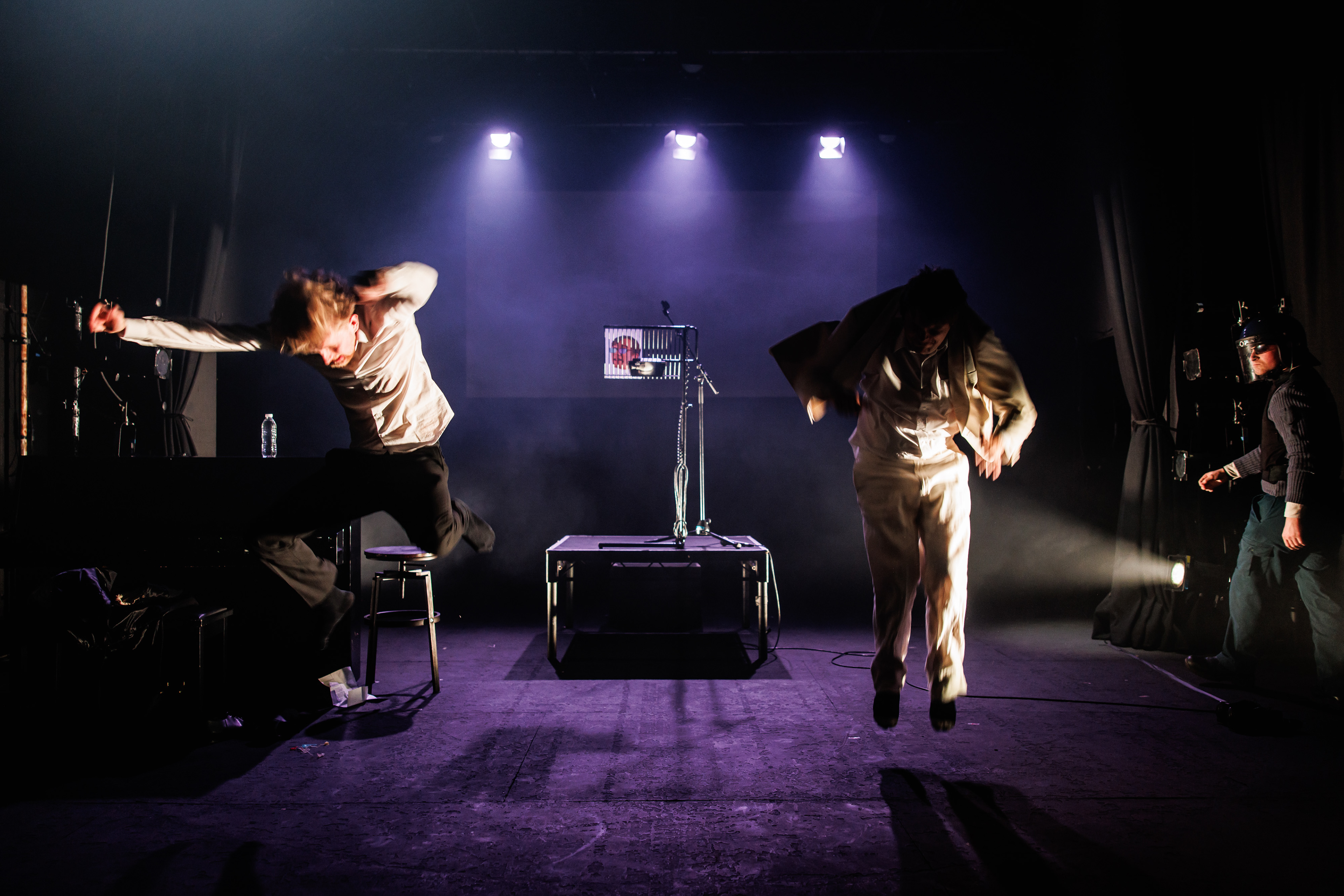 The Podium of Inspiration by Tyler Simpson Weatherley; featuring Tyler Simpson Weatherley, Haydn Tudor Jones and Jacob Moreton. Photos by Ben Wilkin. Stage Manager, Alyssa Walker; Lighting Programming, Tom Lee.