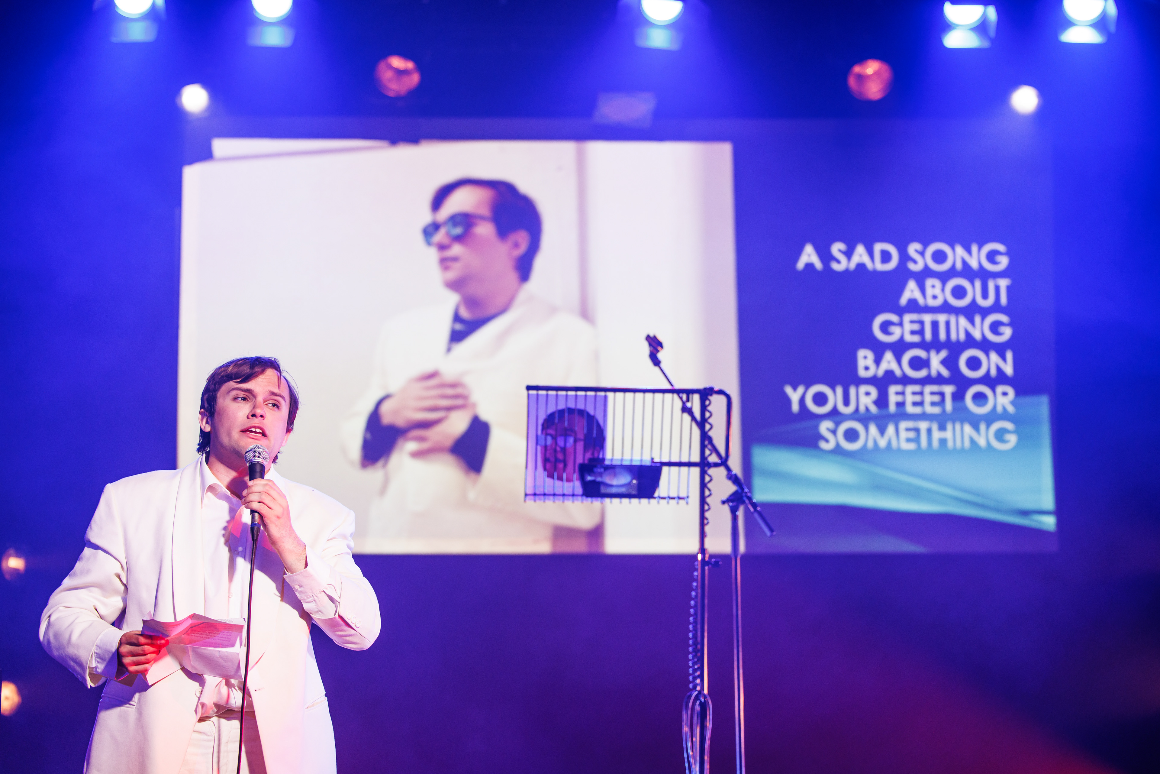 The Podium of Inspiration by Tyler Simpson Weatherley; featuring Tyler Simpson Weatherley, Haydn Tudor Jones and Jacob Moreton. Photos by Ben Wilkin. Stage Manager, Alyssa Walker; Lighting Programming, Tom Lee.