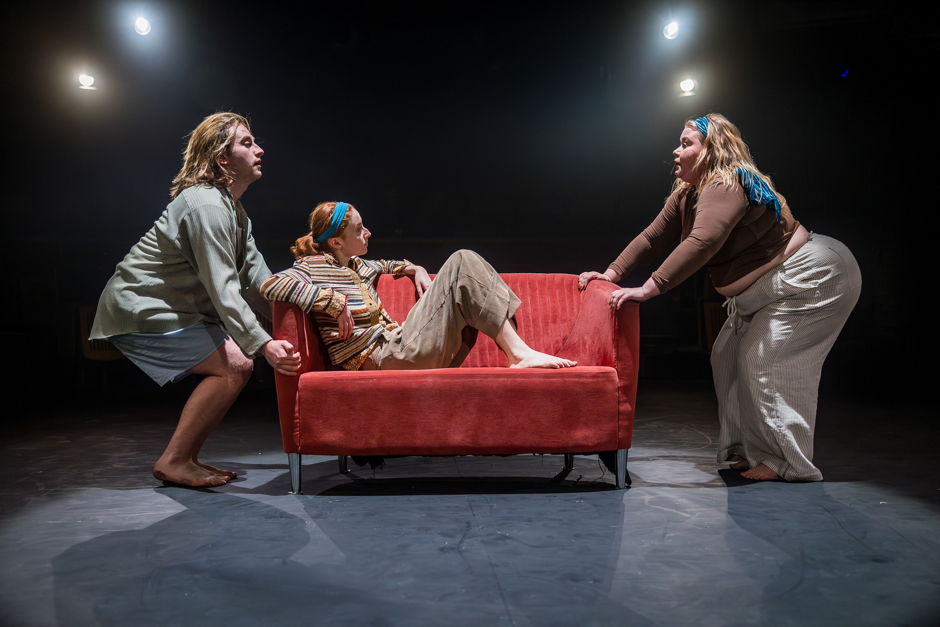 Spinning The Line by Cameron Kelsey; featuring Cameron Kelsey, Amy Lewis and Lois Fletcher. Photos by Mathew Ferguson. Stage Manager, Nick Coppell; Lighting Programmer, Cory Gibson.