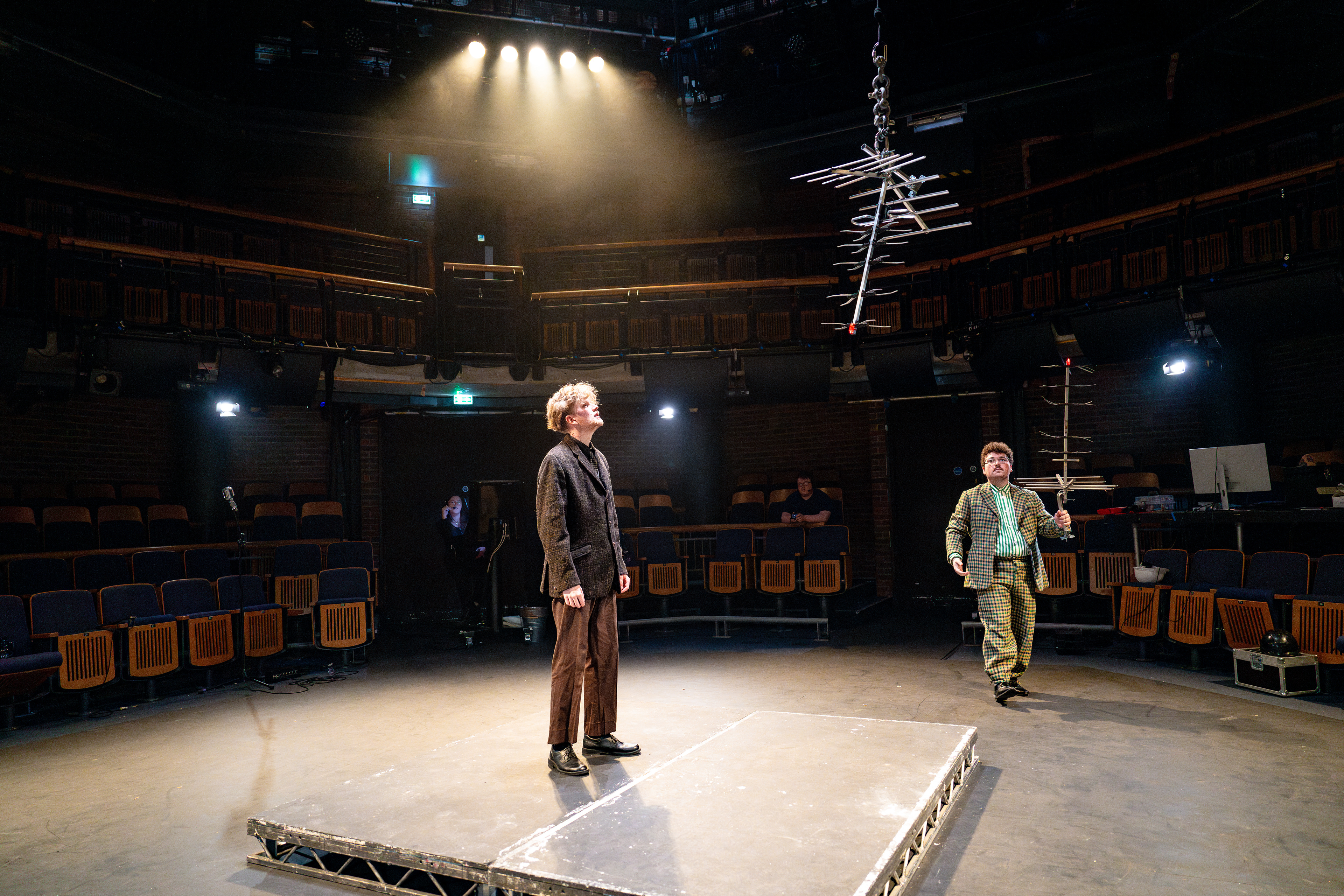 P.S.I (Sit, Shush, Listen) by Haydn Tudor Jones; featuring Haydn Tudor Jones, Jacob Moreton and Vinny Howells. Photos by Steve Gregson. Video design by James Sturdy; Stage Manager, Lily Roake; Lighting Programming by myself. 