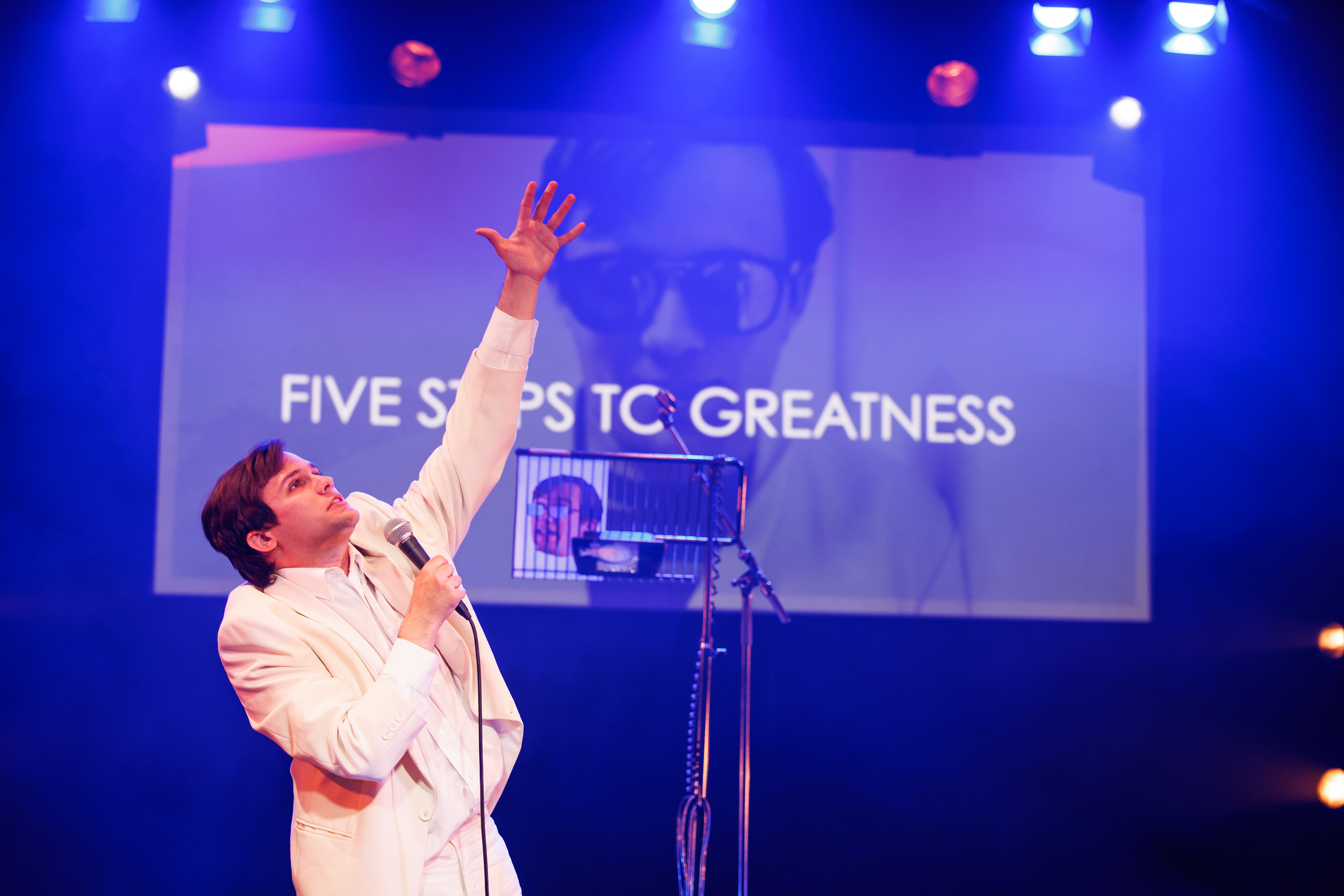 The Podium of Inspiration by Tyler Simpson Weatherley; featuring Tyler Simpson Weatherley, Haydn Tudor Jones and Jacob Moreton. Photos by Ben Wilkin. Stage Manager, Alyssa Walker; Lighting Programming, Tom Lee.