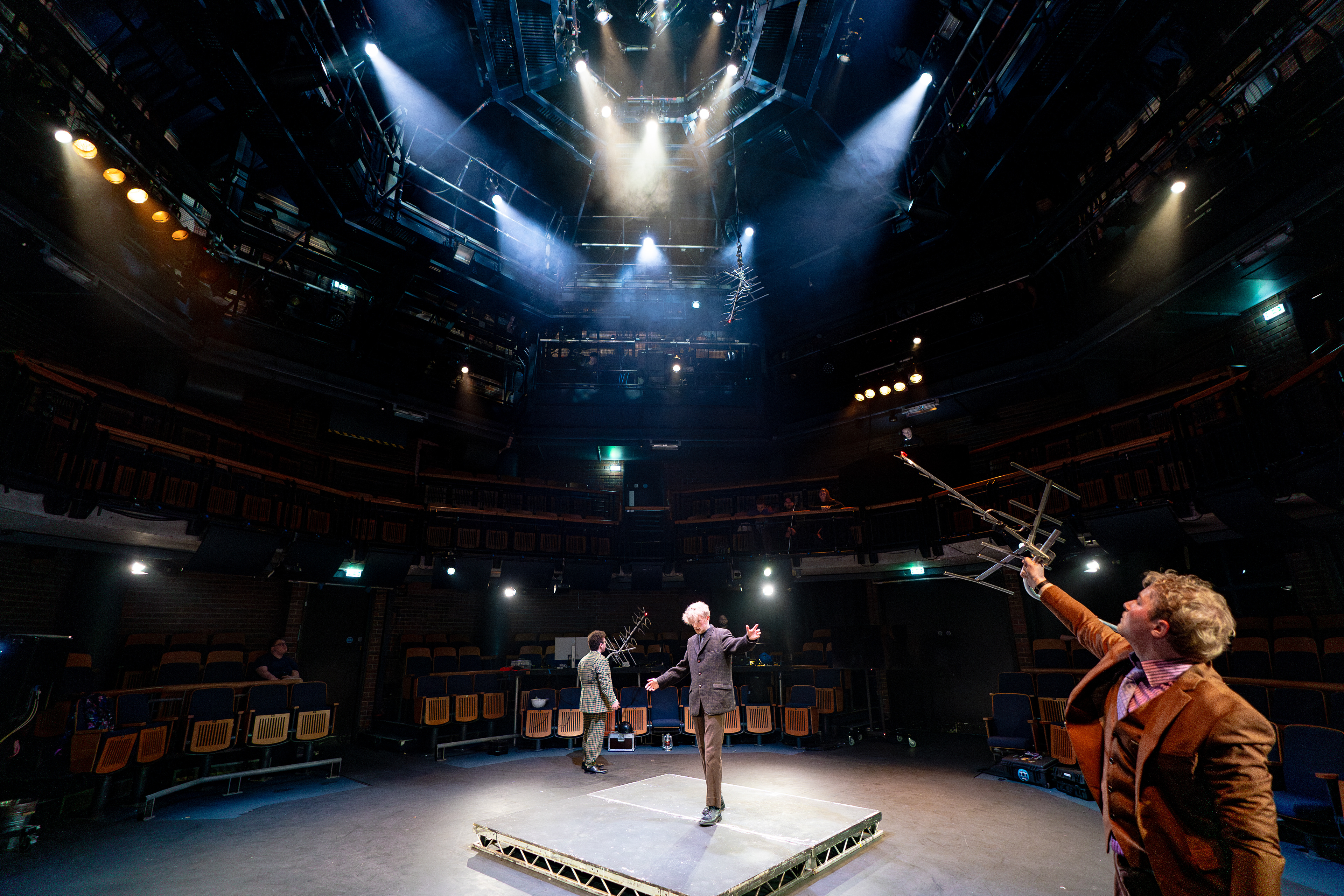 P.S.I (Sit, Shush, Listen) by Haydn Tudor Jones; featuring Haydn Tudor Jones, Jacob Moreton and Vinny Howells. Photos by Steve Gregson. Video design by James Sturdy; Stage Manager, Lily Roake; Lighting Programming by myself. 