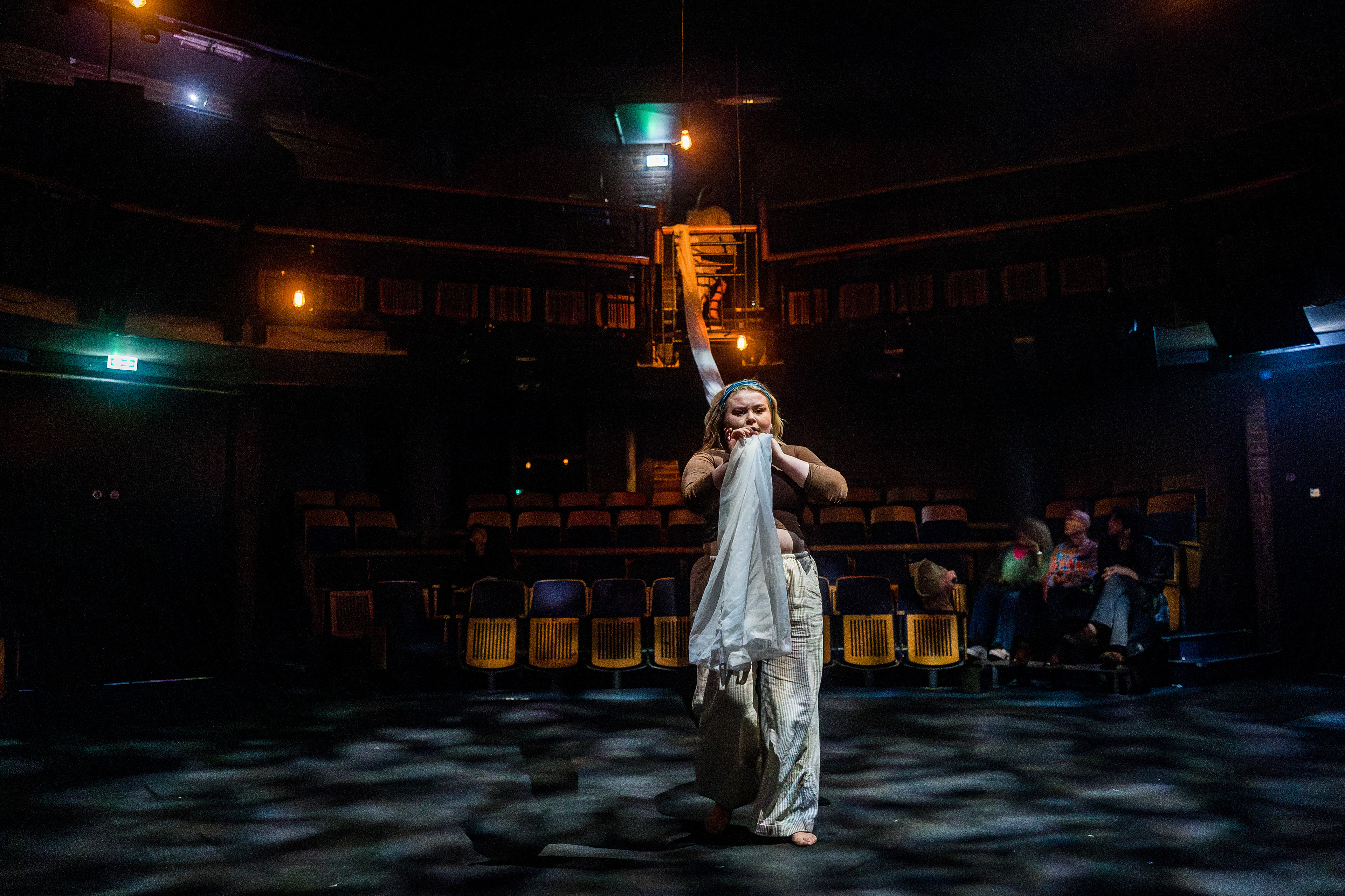 Spinning The Line by Cameron Kelsey; featuring Cameron Kelsey, Amy Lewis and Lois Fletcher. Photos by Mathew Ferguson. Stage Manager, Nick Coppell; Lighting Programmer, Cory Gibson.