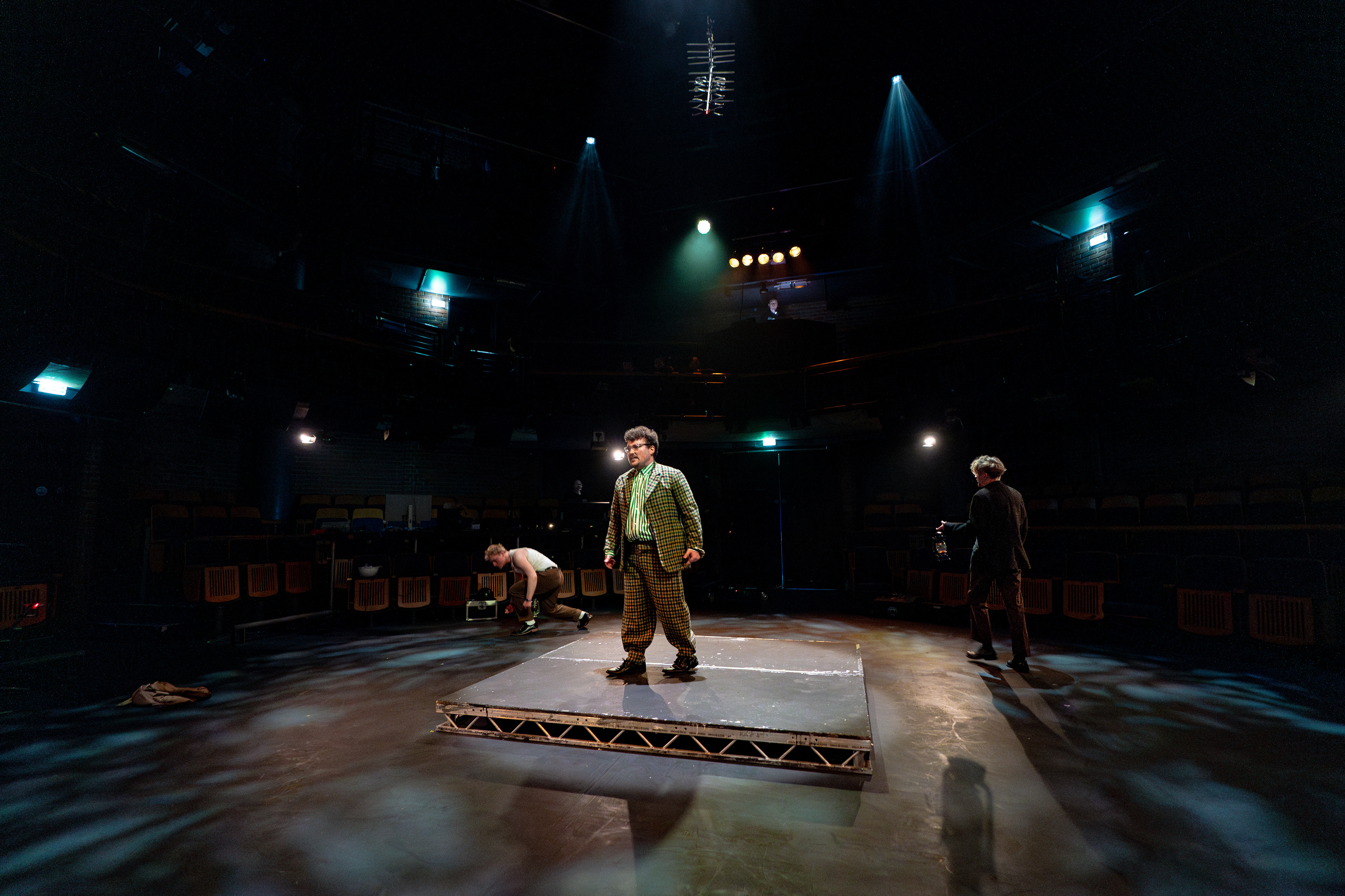 P.S.I (Sit, Shush, Listen) by Haydn Tudor Jones; featuring Haydn Tudor Jones, Jacob Moreton and Vinny Howells. Photos by Steve Gregson. Video design by James Sturdy; Stage Manager, Lily Roake; Lighting Programming by myself. 