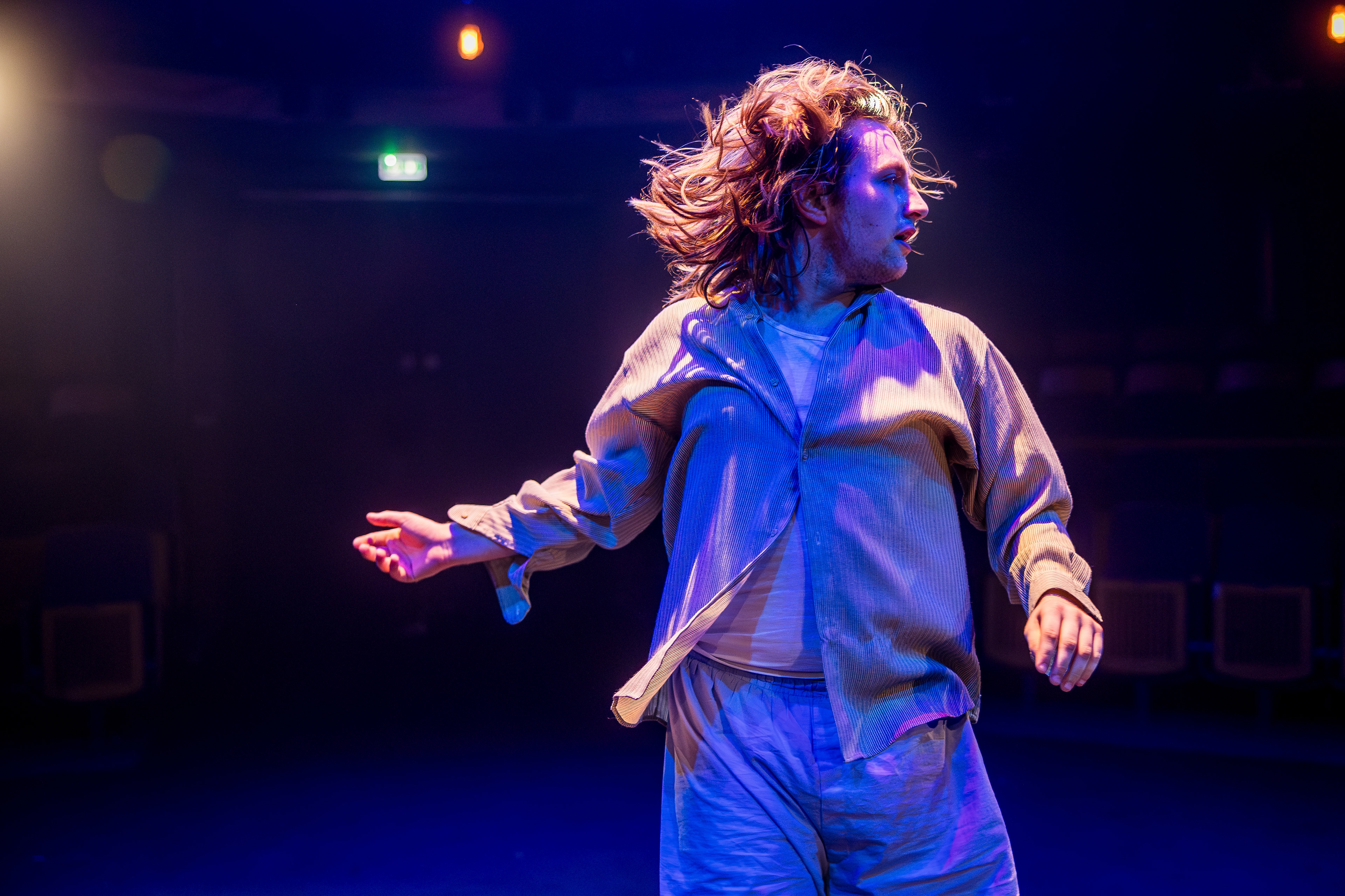 Spinning The Line by Cameron Kelsey; featuring Cameron Kelsey, Amy Lewis and Lois Fletcher. Photos by Mathew Ferguson. Stage Manager, Nick Coppell; Lighting Programmer, Cory Gibson.