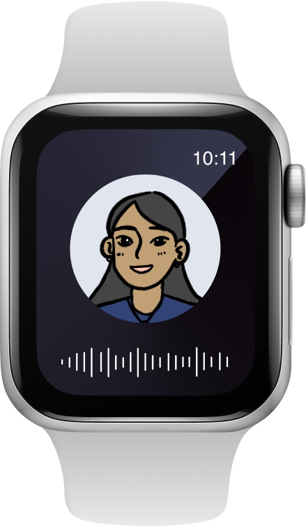 Receiving a voice message from the caretaker.