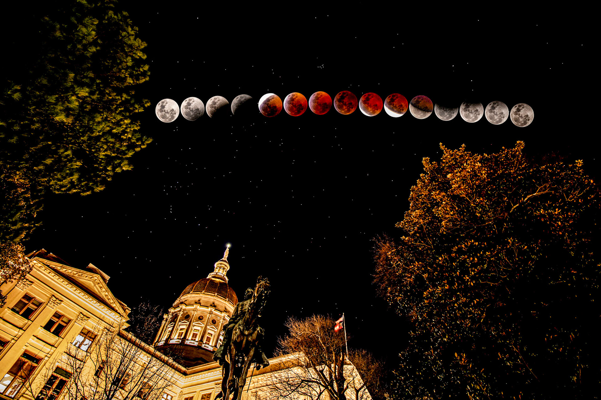 Lunar Eclipse over the Georia State Capital - January 2019