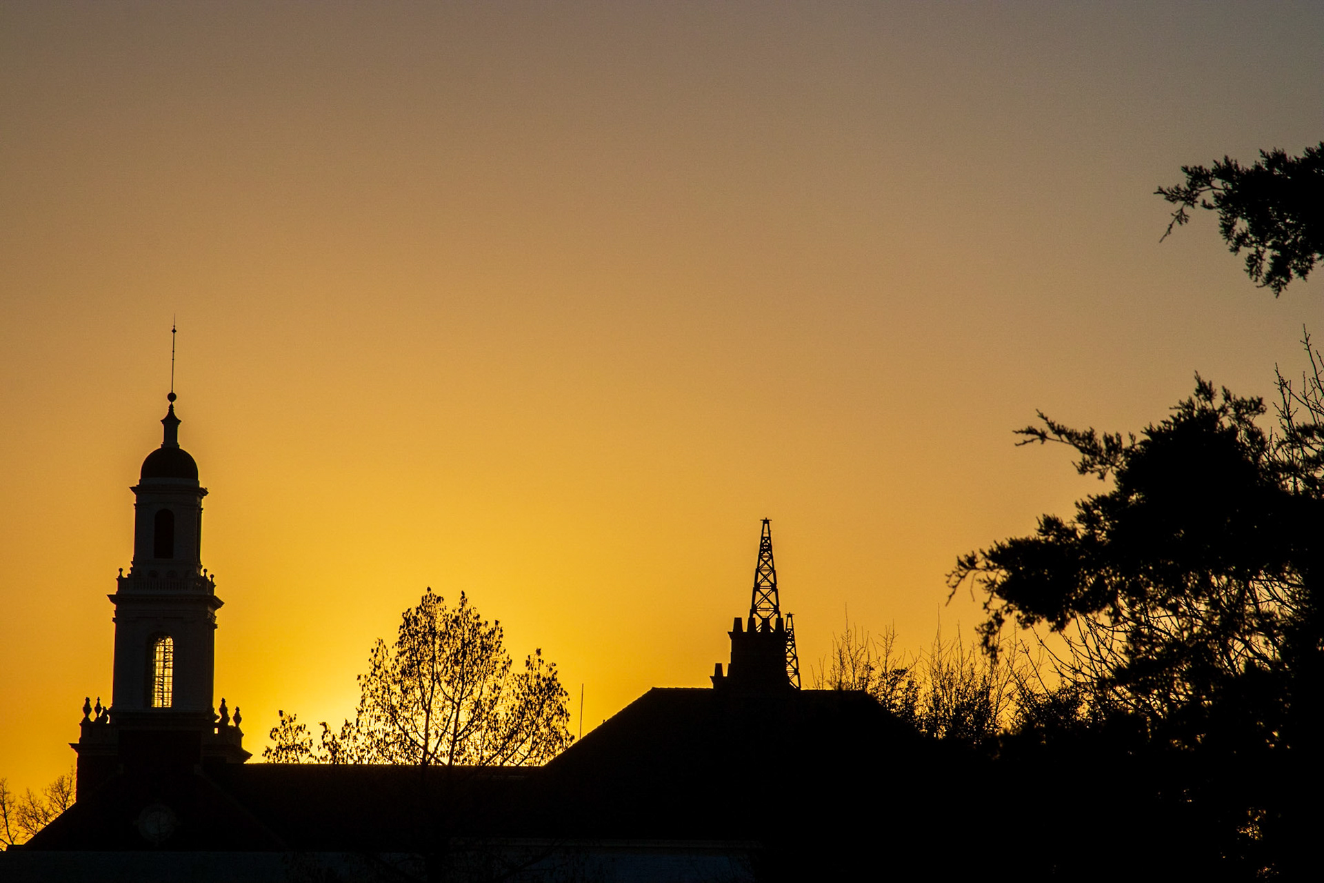 Sunset over Oklahoma State University Campus