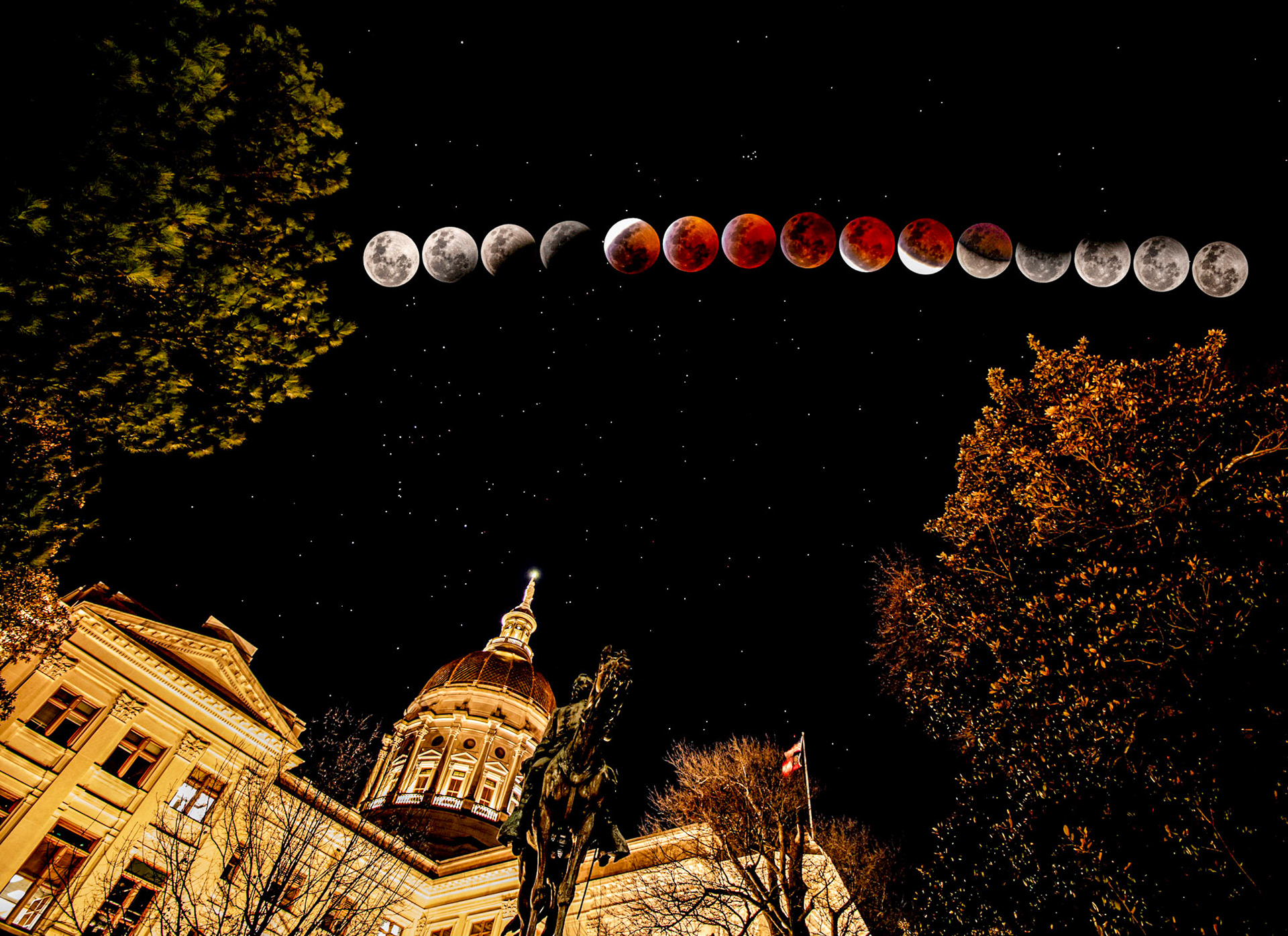 Lunar Eclipse over the Georia State Capital - January 2019