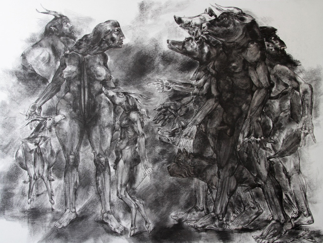 Aus der Serie Dunkle Zeichnungen Kohle auf Leinwand, 120x 160 cm