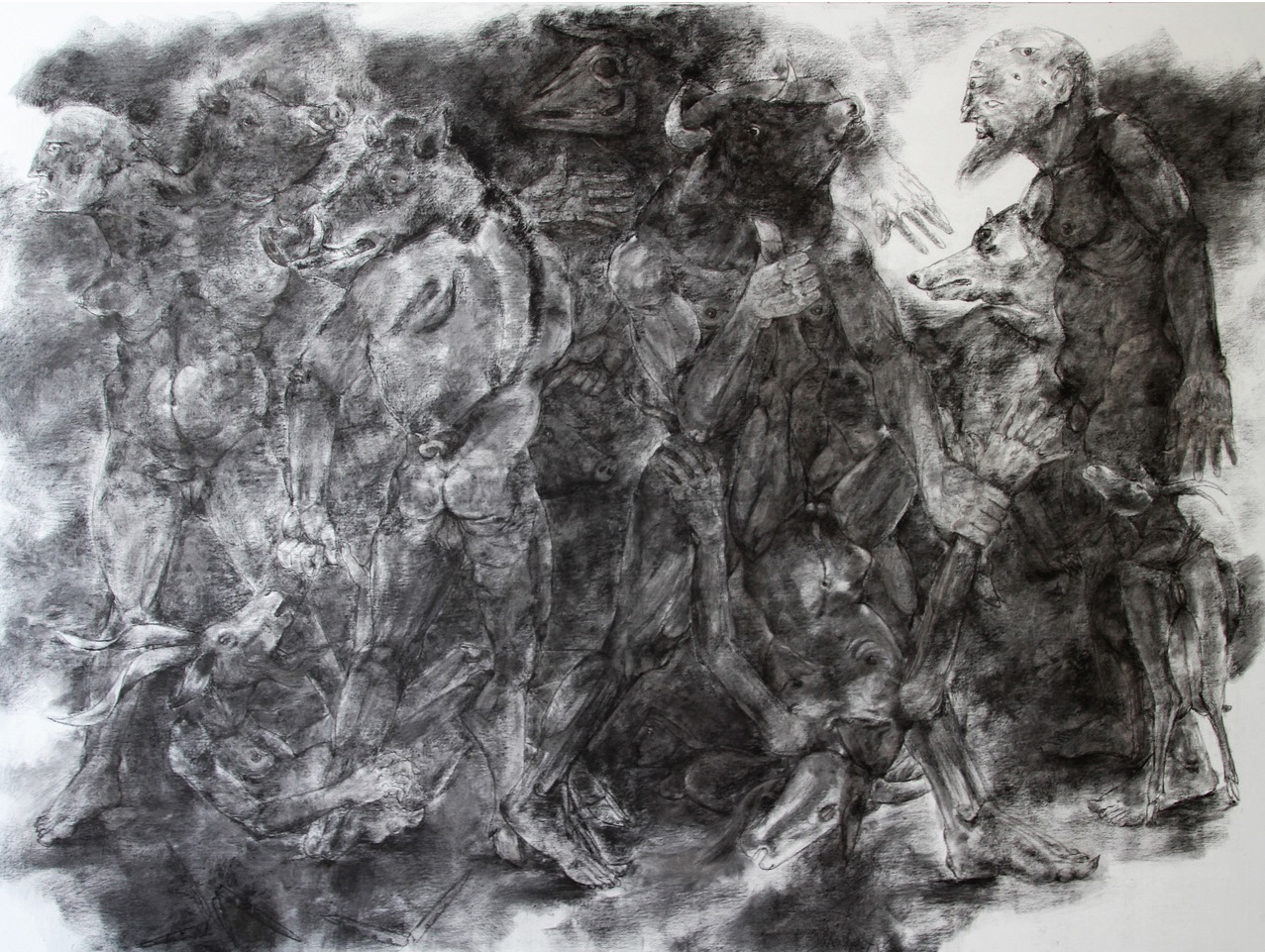 Aus der Serie Dunkle Zeichnungen Kohle auf Leinwand, 120x 160 cm