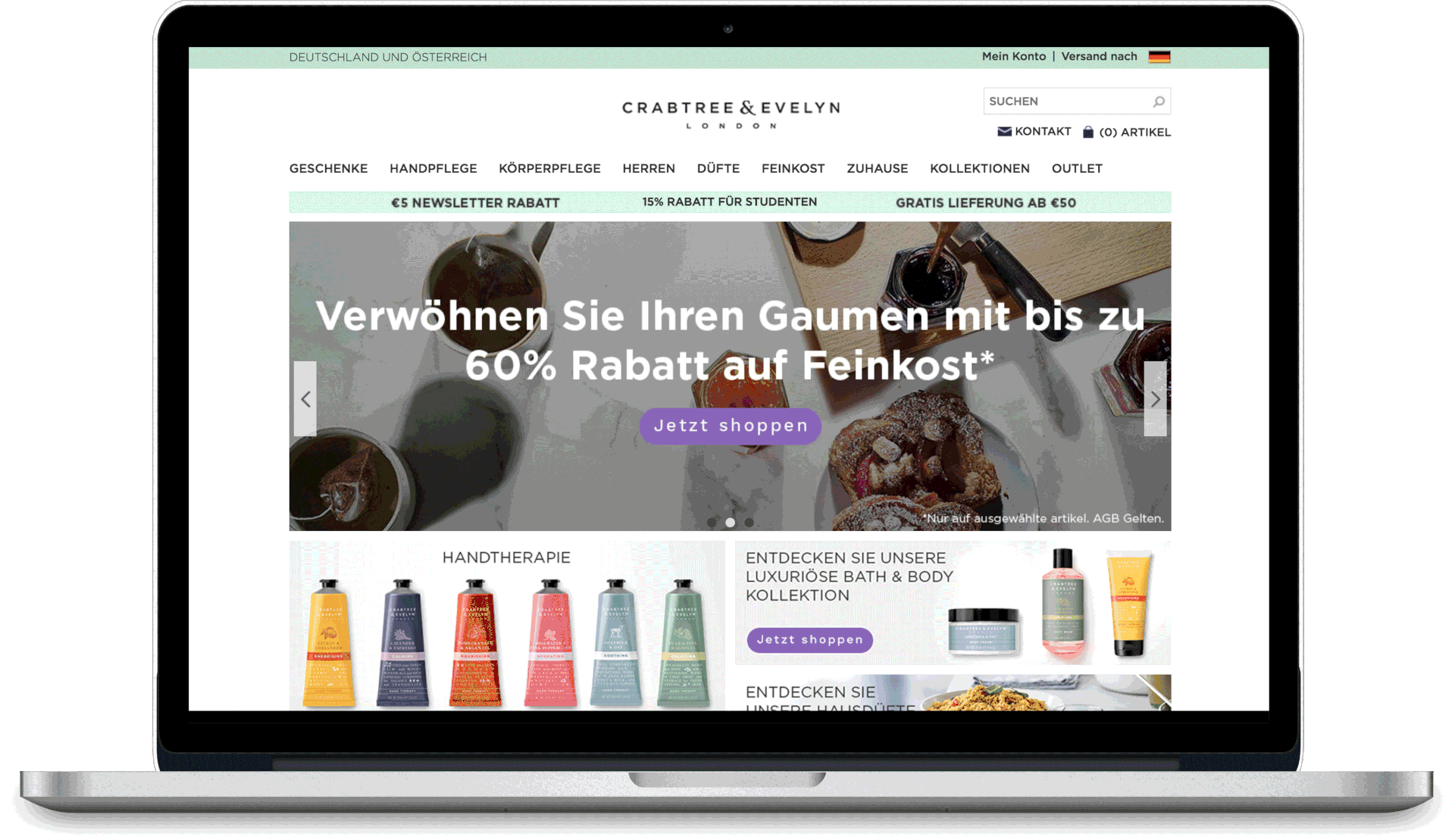 DE Website Design with HP banner and side banner