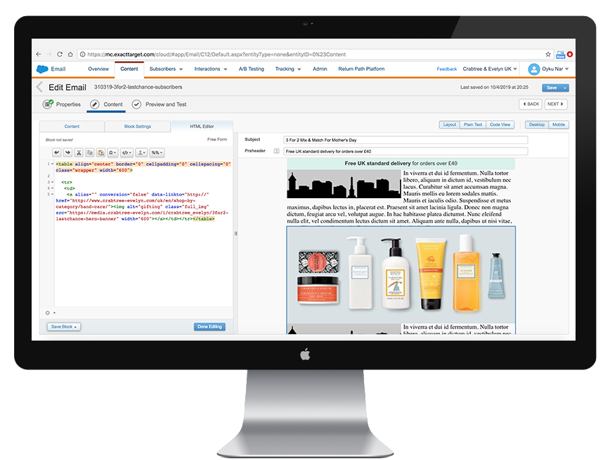 UK email build using Marketing Cloud