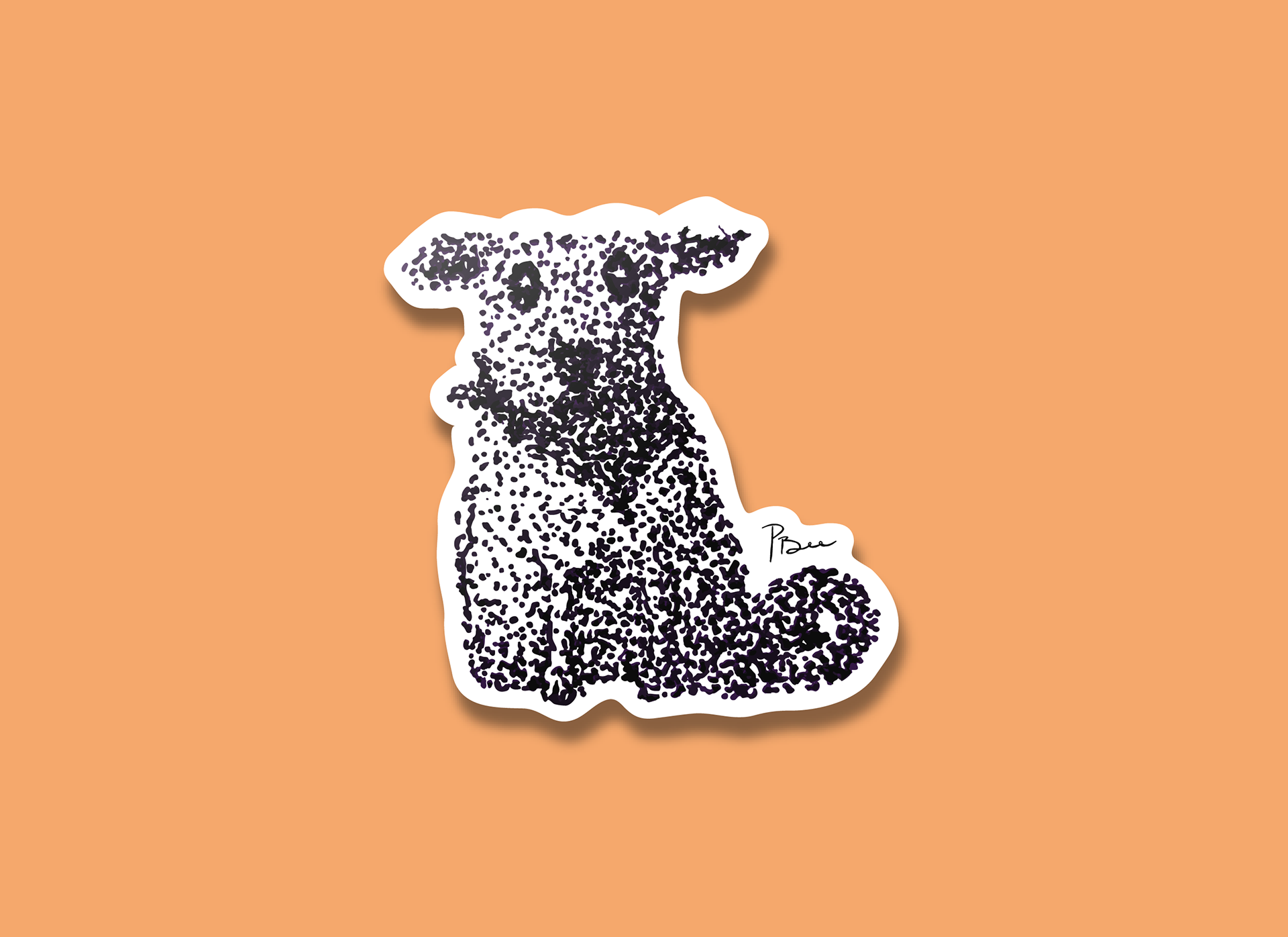 Pointillism Dog Sticker-1