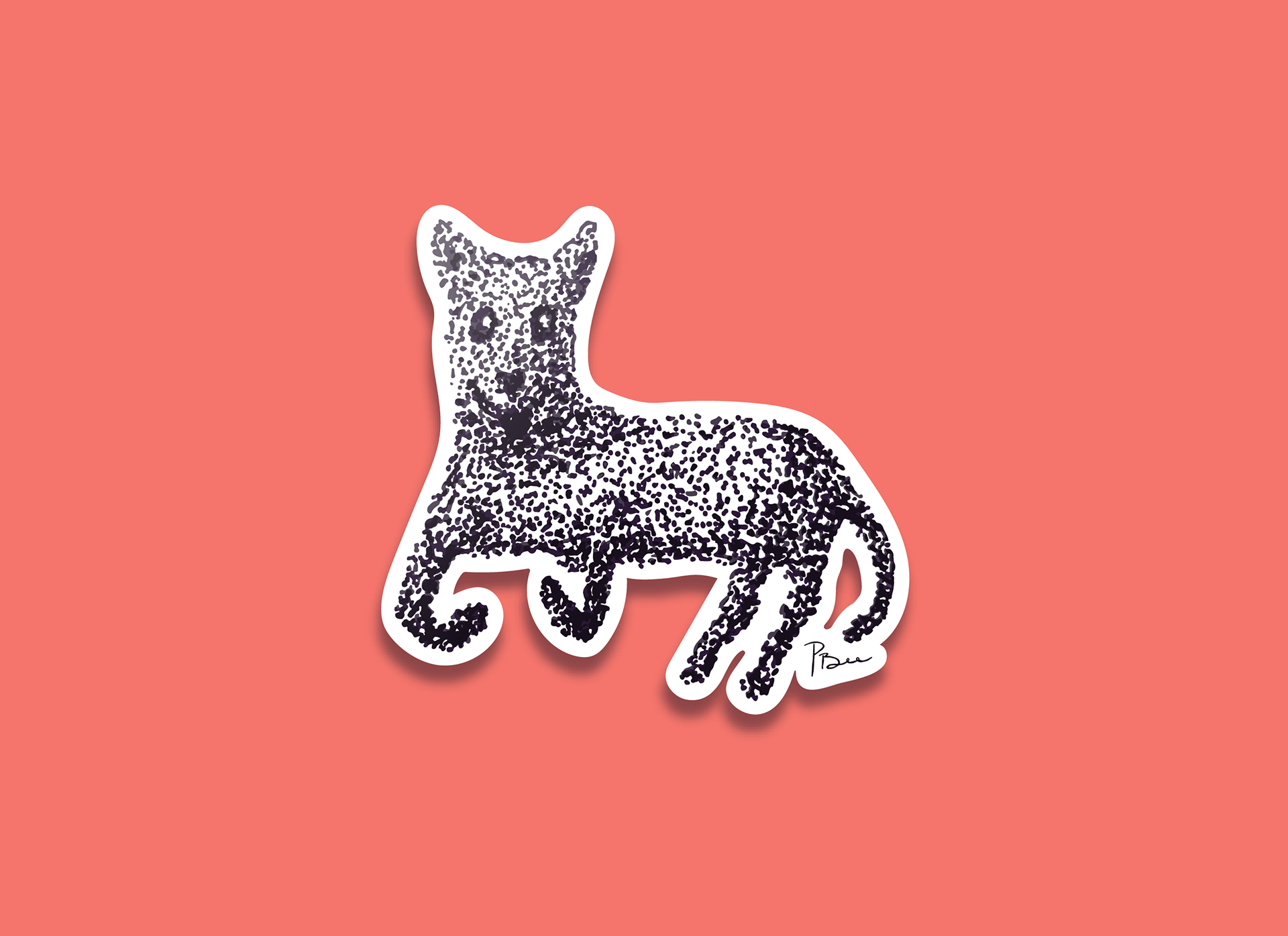 Pointillism Dog Sticker-3