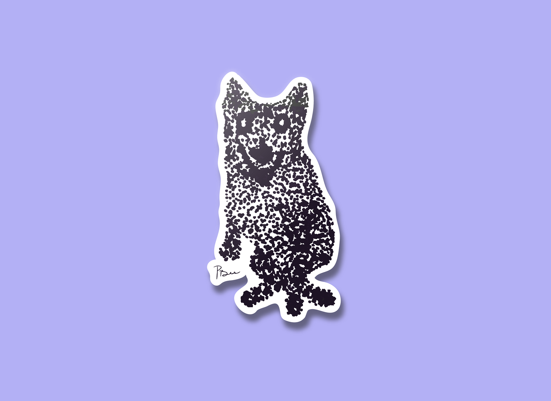 Pointillism Dog Sticker-5