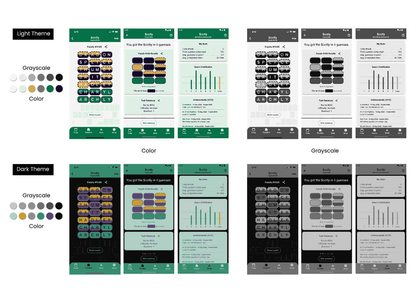 Light and Dark Theme Color Palettes