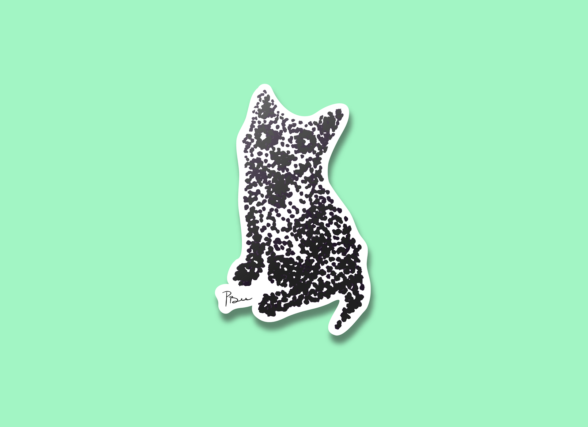Pointillism Dog Sticker-6