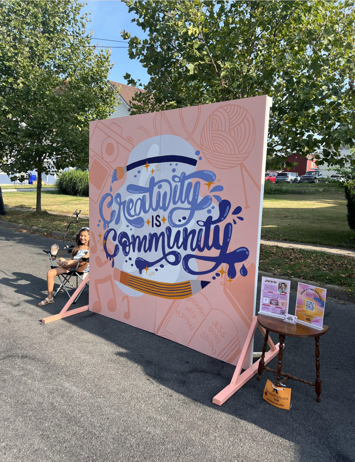 This is a mobile mural that I created for the Brockport Arts Festival in Brockport, NY. This mural doubled as a photo backdrop for festive goers to pose in front of.