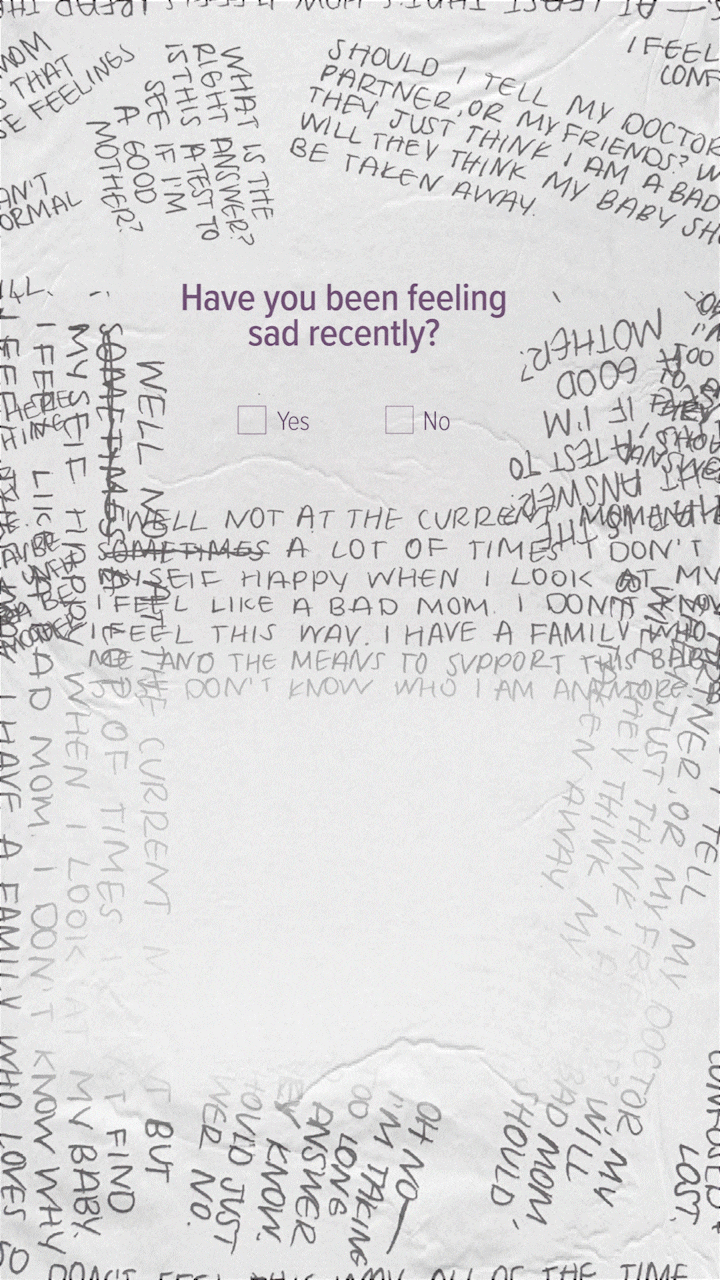 Animated advertisement for an unbranded post partum depression campaign pitch